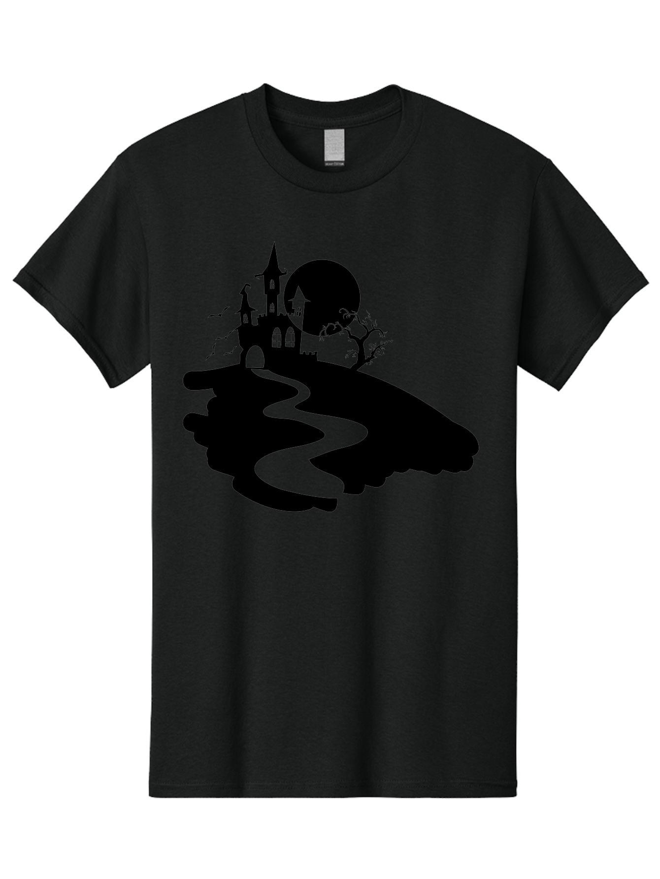 Hand-Holding-Haunted-Mansion Men'S Graphic Tee, 100% Cotton, Comfortable Casual Summer Wear, Machine Washable, Haunted Castle, Spooky Atmosphere, Witching Hour, Full Moon, Creepy Tree, Winding Path, Mystical Ambiance, Gothic Architecture, Aab220