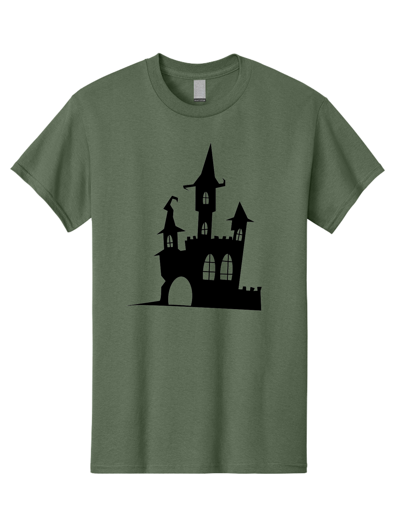 Haunted-Castle Men'S Graphic Tee, 100% Cotton, Comfortable Casual Summer Wear, Machine Washable, Haunted Castle, Spooky Atmosphere, Gothic Architecture, Mysterious Vibe, Fantasy World, Dark Magic, Witch'S Lair, Haunted Mansion, Eerie Feeling Aab222