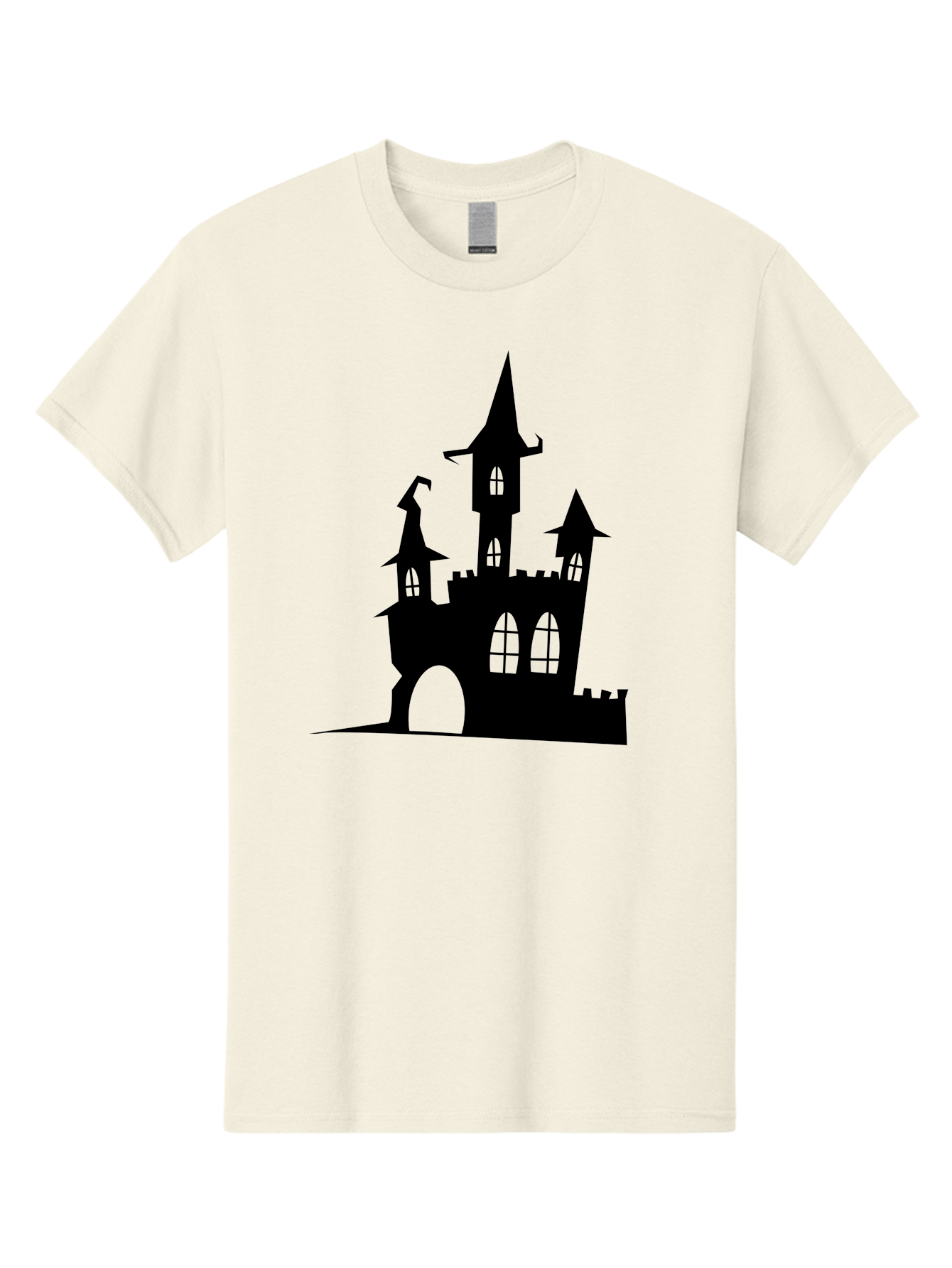 Haunted-Castle Men'S Graphic Tee, 100% Cotton, Comfortable Casual Summer Wear, Machine Washable, Haunted Castle, Spooky Atmosphere, Gothic Architecture, Mysterious Vibe, Fantasy World, Dark Magic, Witch'S Lair, Haunted Mansion, Eerie Feeling Aab222