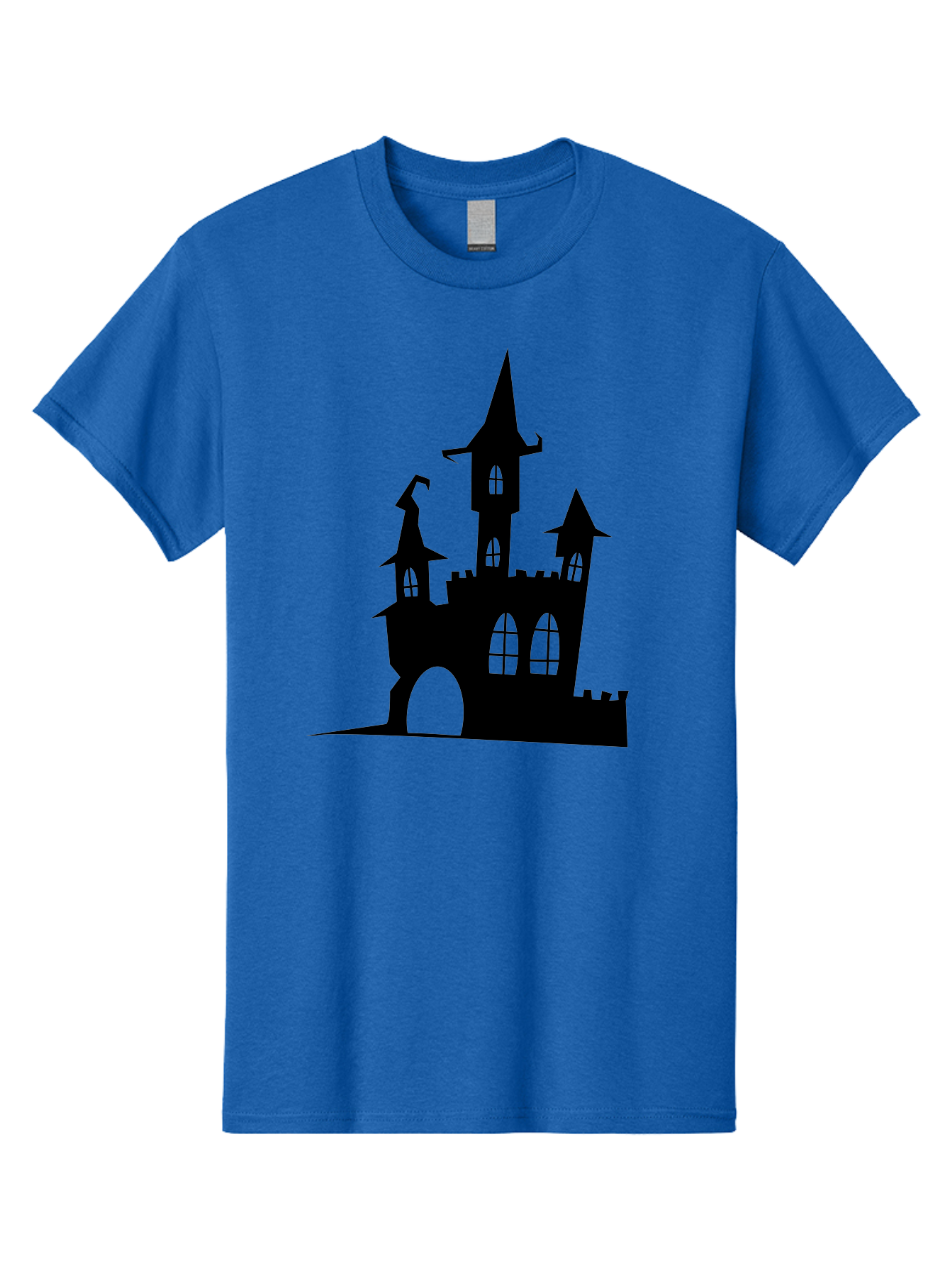 Haunted-Castle Men'S Graphic Tee, 100% Cotton, Comfortable Casual Summer Wear, Machine Washable, Haunted Castle, Spooky Atmosphere, Gothic Architecture, Mysterious Vibe, Fantasy World, Dark Magic, Witch'S Lair, Haunted Mansion, Eerie Feeling Aab222