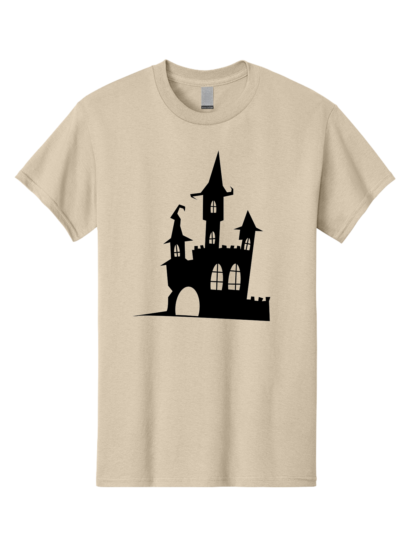 Haunted-Castle Men'S Graphic Tee, 100% Cotton, Comfortable Casual Summer Wear, Machine Washable, Haunted Castle, Spooky Atmosphere, Gothic Architecture, Mysterious Vibe, Fantasy World, Dark Magic, Witch'S Lair, Haunted Mansion, Eerie Feeling Aab222
