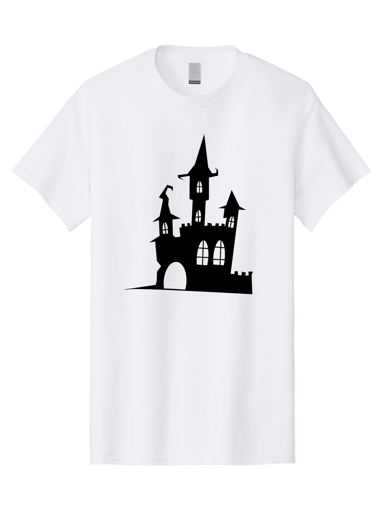 Haunted-Castle Men'S Graphic Tee, 100% Cotton, Comfortable Casual Summer Wear, Machine Washable, Haunted Castle, Spooky Atmosphere, Gothic Architecture, Mysterious Vibe, Fantasy World, Dark Magic, Witch'S Lair, Haunted Mansion, Eerie Feeling Aab222
