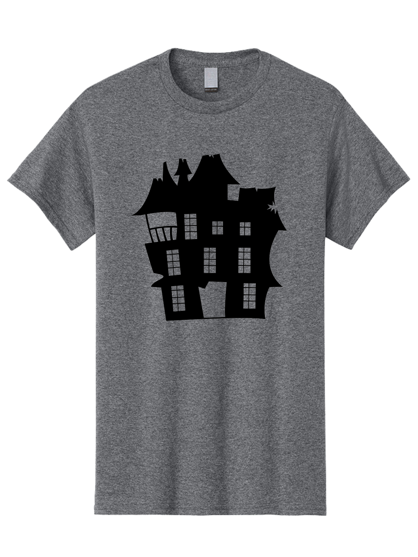 Haunted-House-Silhouette Men'S Graphic Tee, 100% Cotton, Comfortable Casual Summer Wear, Machine Washable, Haunted Mansion, Spooky Silhouette, Eerie Architecture, Creepy House, Haunted Building, Dark Atmosphere, Gothic Style, Mysterious Home Aab226