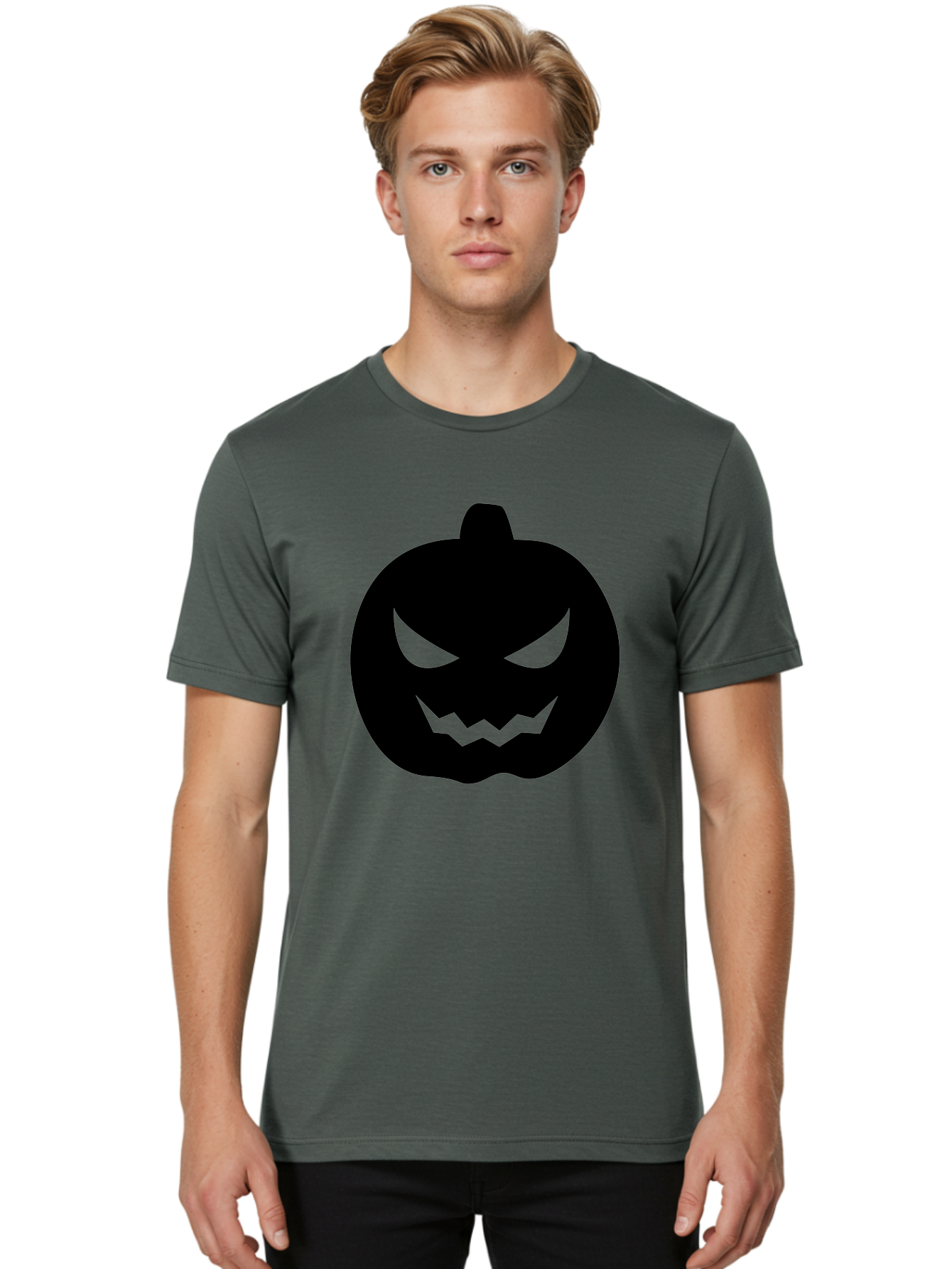 Jack-O-Lantern Men'S Graphic Tee, 100% Cotton, Comfortable Casual Summer Wear, Machine Washable, Halloween Pumpkin, Jack O Lantern, Spooky Face, Glowing Eyes, Menacing Grin, Autumn Decor, Fall Festival, Holiday Symbol, Scary Pumpkin, Aab230
