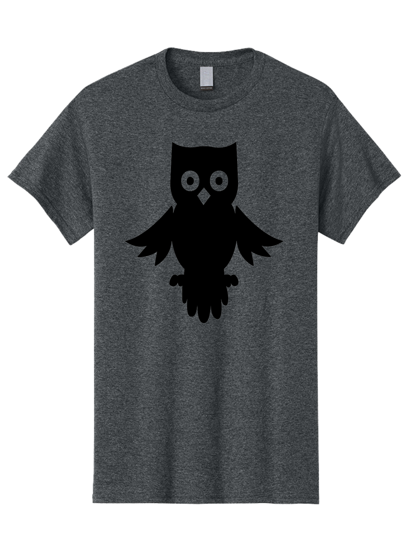 Owl-Silhouette Men'S Graphic Tee, 100% Cotton, Comfortable Casual Summer Wear, Machine Washable, Owl Silhouette, Black Owl, Green Eyes, Diamond Beak, Wingspan, Nocturnal Bird, Wise Animal, Cartoon Style, Simple Design, Owl Art Aab231