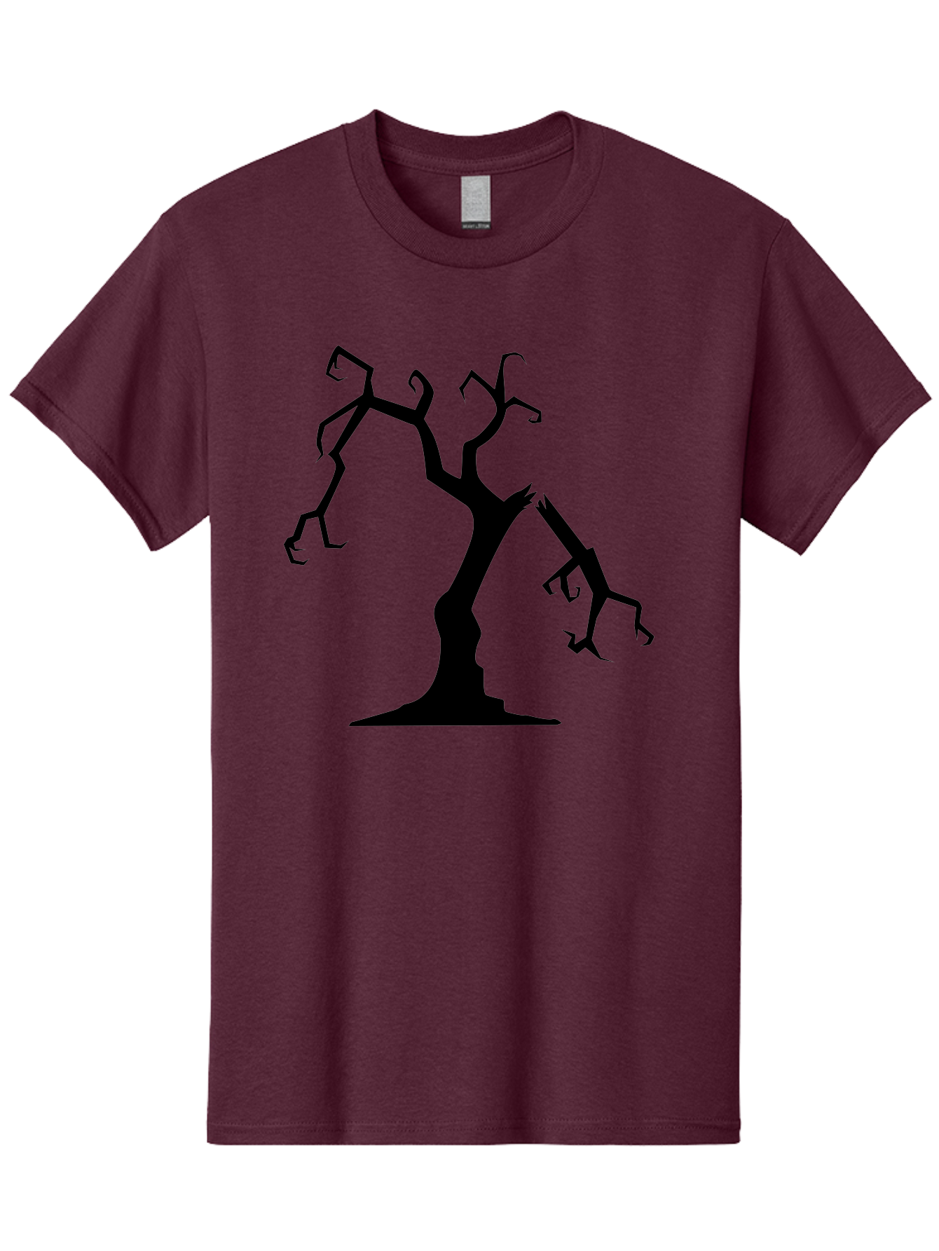 Twisted-Tree Men'S Graphic Tee, 100% Cotton, Comfortable Casual Summer Wear, Machine Washable, Dead Tree, Bare Branches, Twisted Limbs, Spooky Atmosphere, Dark Silhouette, Halloween Theme, Eerie Landscape, Gothic Aesthetic, Mysterious Forest, Aab237