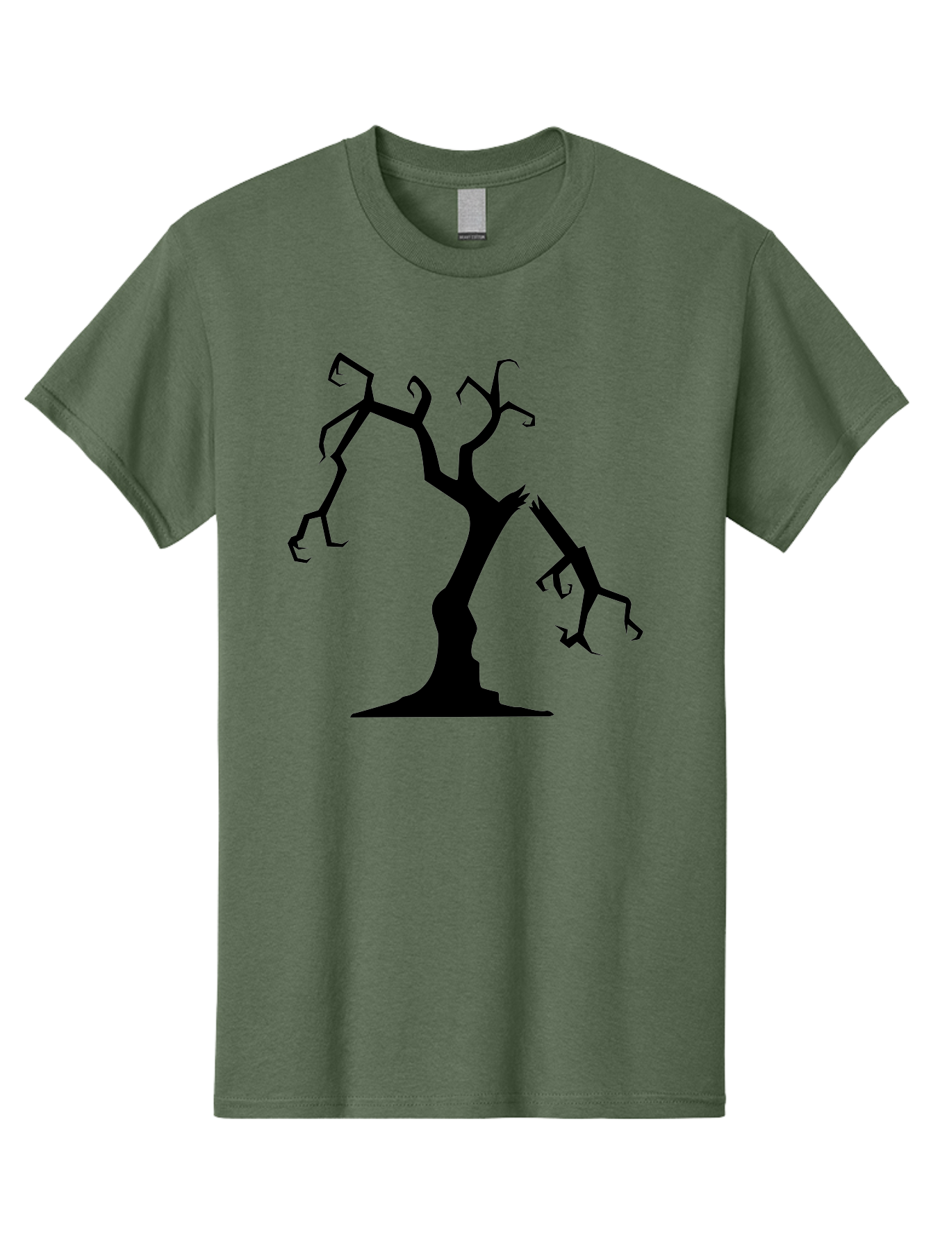 Twisted-Tree Men'S Graphic Tee, 100% Cotton, Comfortable Casual Summer Wear, Machine Washable, Dead Tree, Bare Branches, Twisted Limbs, Spooky Atmosphere, Dark Silhouette, Halloween Theme, Eerie Landscape, Gothic Aesthetic, Mysterious Forest, Aab237
