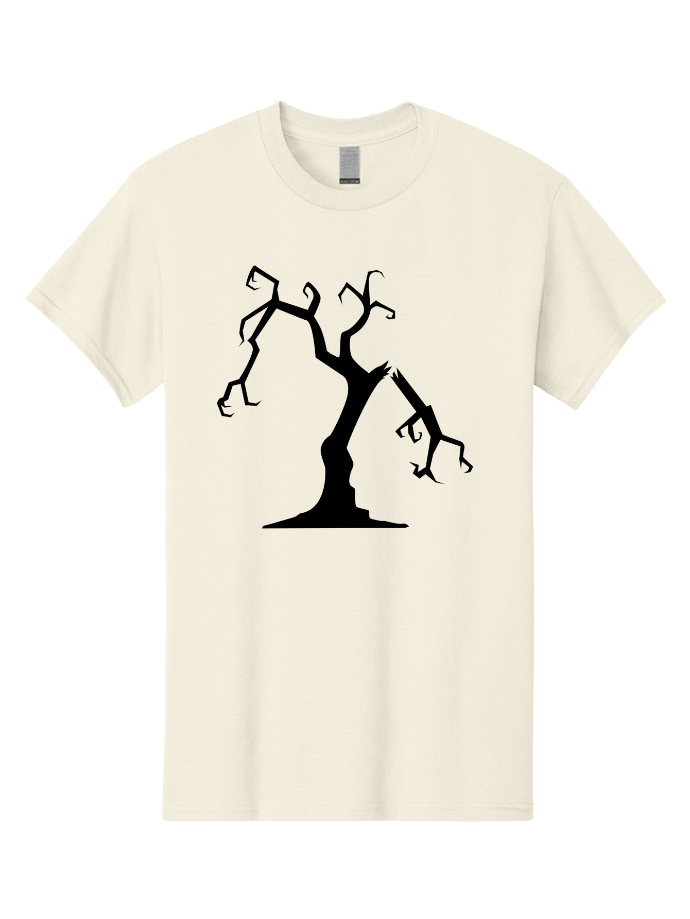 Twisted-Tree Men'S Graphic Tee, 100% Cotton, Comfortable Casual Summer Wear, Machine Washable, Dead Tree, Bare Branches, Twisted Limbs, Spooky Atmosphere, Dark Silhouette, Halloween Theme, Eerie Landscape, Gothic Aesthetic, Mysterious Forest, Aab237