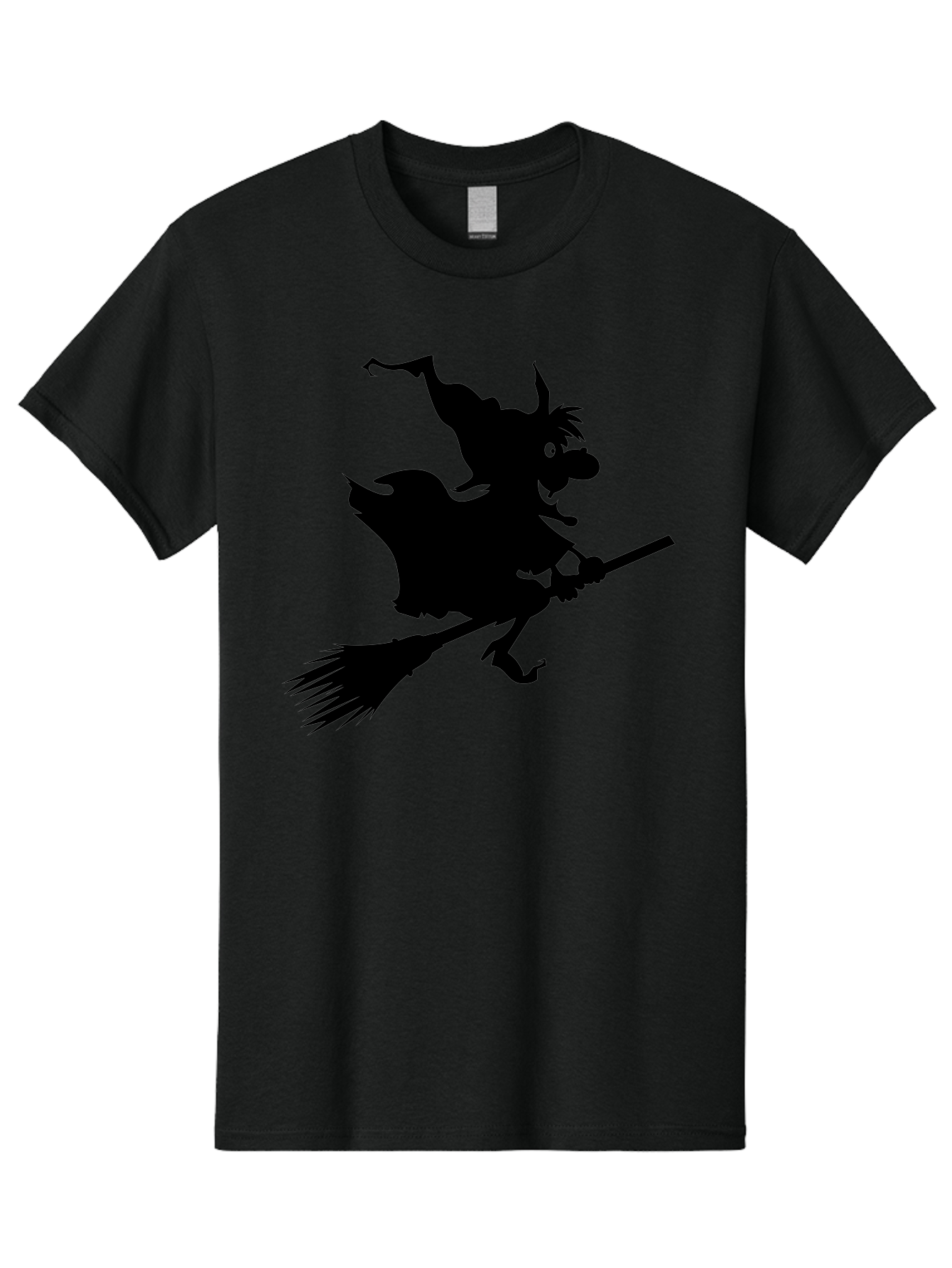 Witch-On-Broomstick Men'S Graphic Tee, 100% Cotton, Comfortable Casual Summer Wear, Machine Washable, Witch On Broomstick, Flying Witch, Halloween Character, Silhouette Art, Magical Creature, Spooky Theme, Mysterious Atmosphere, Aab239