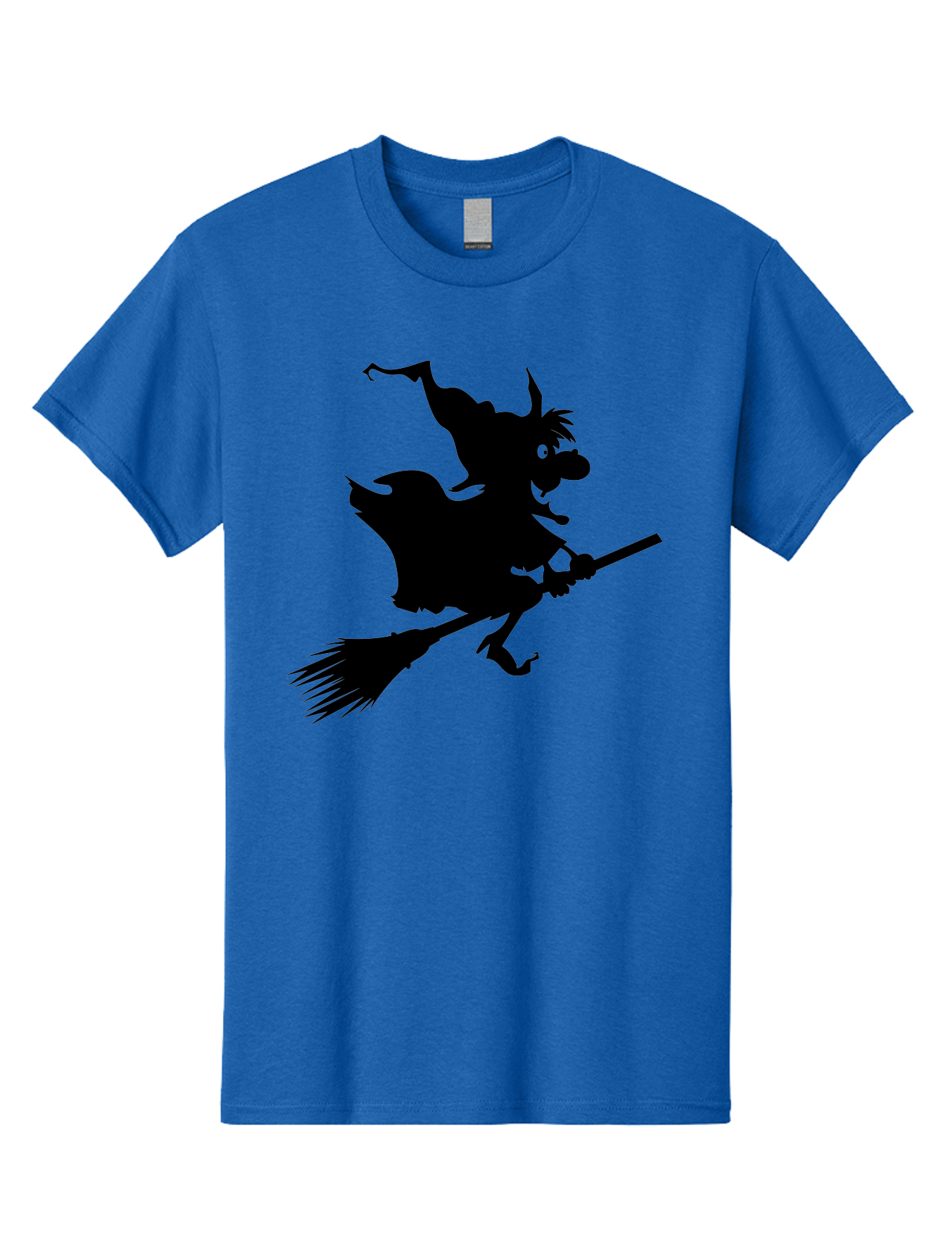 Witch-On-Broomstick Men'S Graphic Tee, 100% Cotton, Comfortable Casual Summer Wear, Machine Washable, Witch On Broomstick, Flying Witch, Halloween Character, Silhouette Art, Magical Creature, Spooky Theme, Mysterious Atmosphere, Aab239