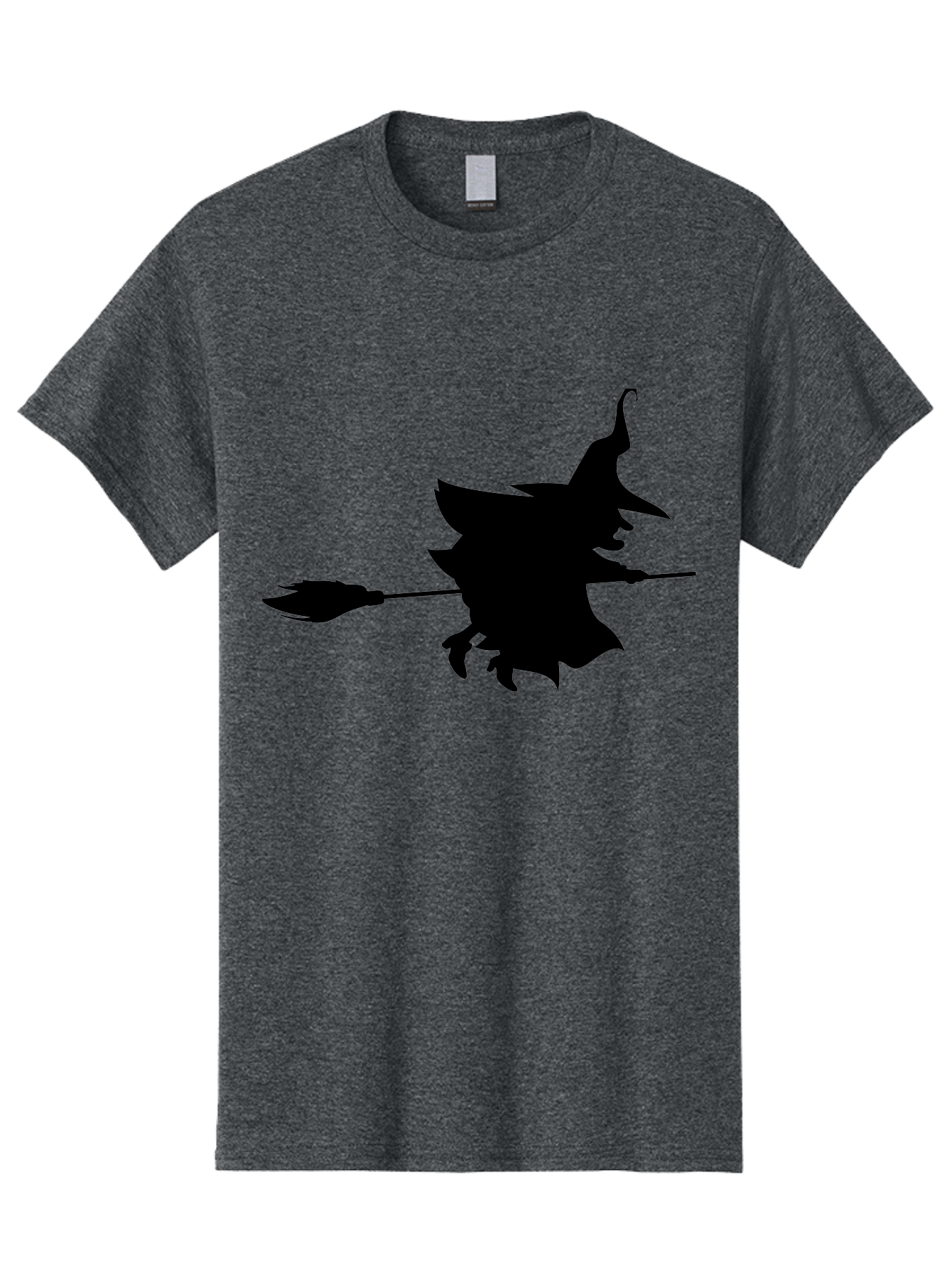 Witch-Silhouette Men'S Graphic Tee, 100% Cotton, Comfortable Casual Summer Wear, Machine Washable, Witch Silhouette, Flying On Broomstick, Halloween Magic, Spooky Atmosphere, Mystical Powers, Flying Witch, Halloween Theme Aab240