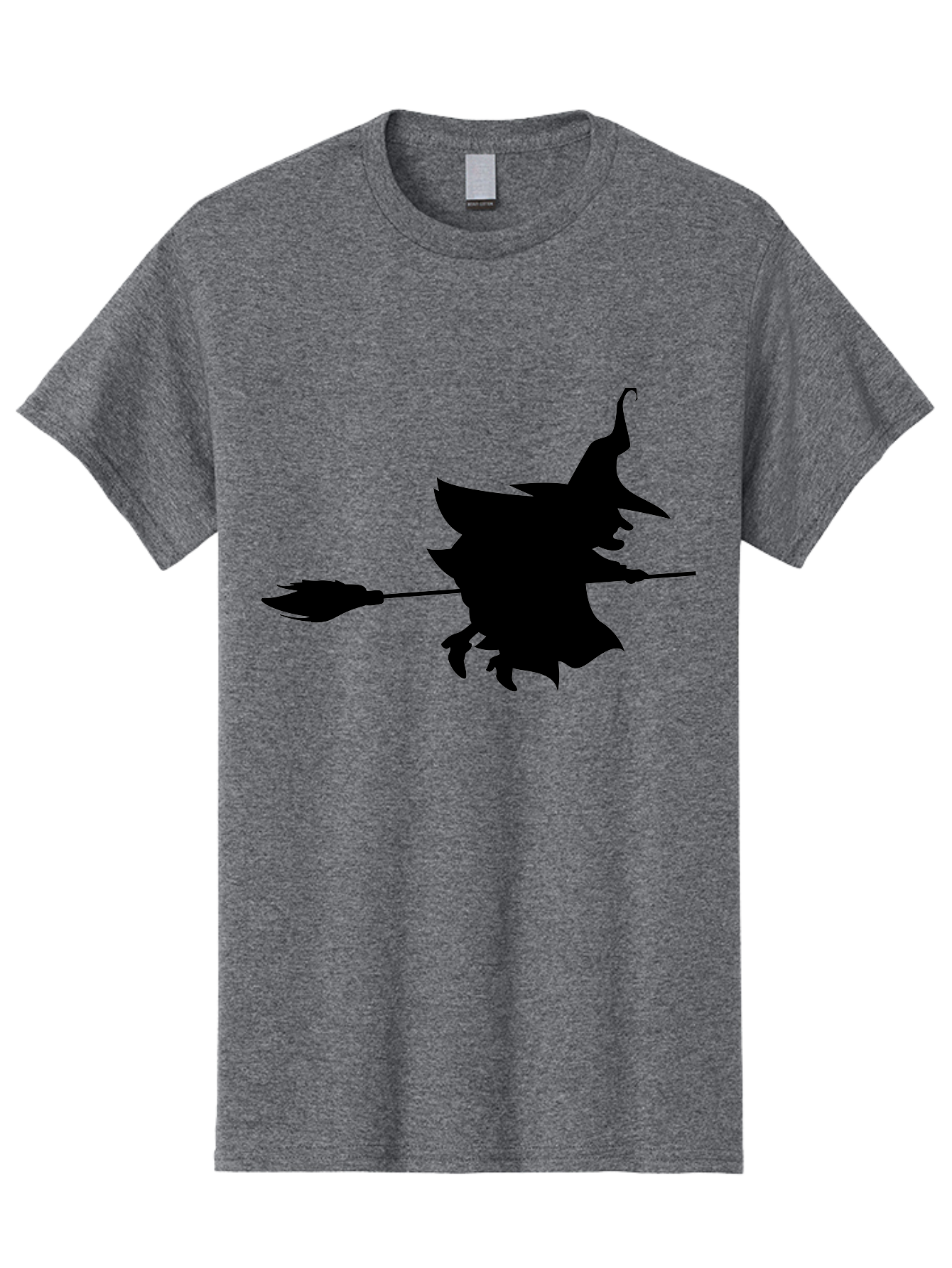 Witch-Silhouette Men'S Graphic Tee, 100% Cotton, Comfortable Casual Summer Wear, Machine Washable, Witch Silhouette, Flying On Broomstick, Halloween Magic, Spooky Atmosphere, Mystical Powers, Flying Witch, Halloween Theme Aab240