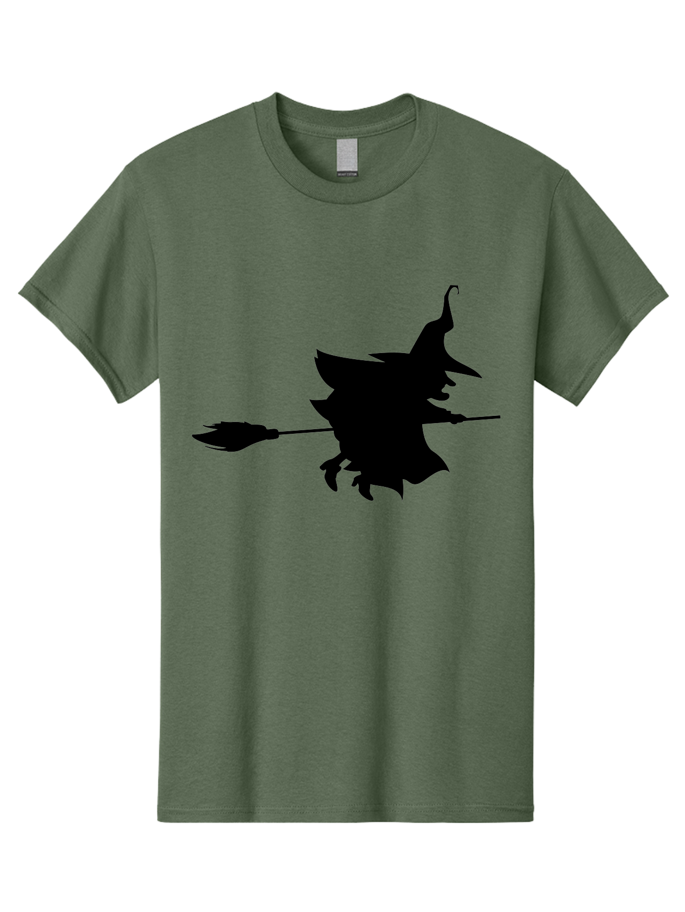 Witch-Silhouette Men'S Graphic Tee, 100% Cotton, Comfortable Casual Summer Wear, Machine Washable, Witch Silhouette, Flying On Broomstick, Halloween Magic, Spooky Atmosphere, Mystical Powers, Flying Witch, Halloween Theme Aab240