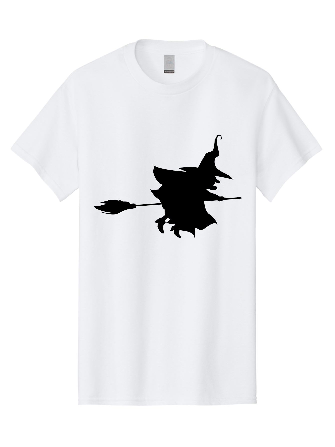 Witch-Silhouette Men'S Graphic Tee, 100% Cotton, Comfortable Casual Summer Wear, Machine Washable, Witch Silhouette, Flying On Broomstick, Halloween Magic, Spooky Atmosphere, Mystical Powers, Flying Witch, Halloween Theme Aab240