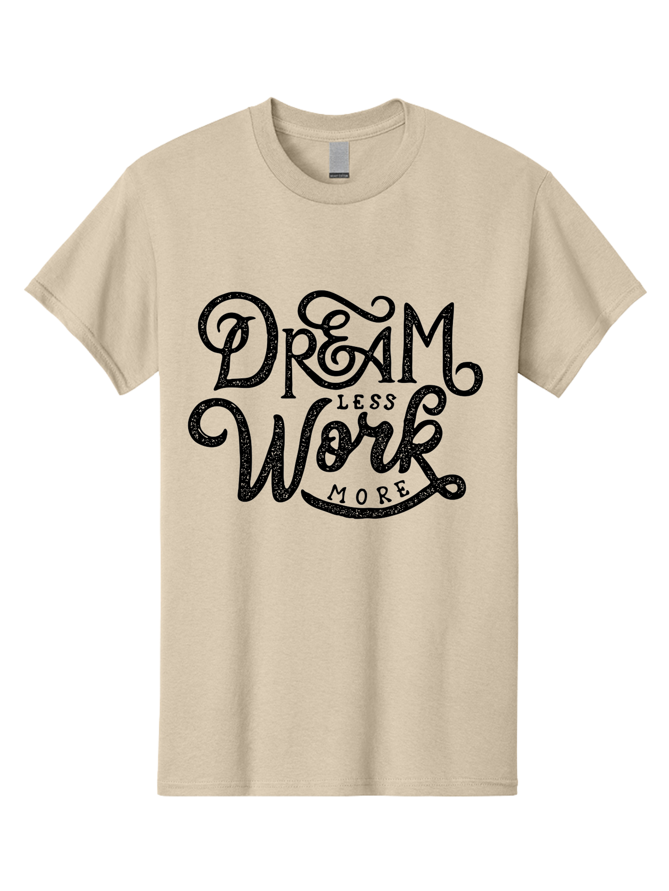 Dream-Less-Work-More-1 Men'S Graphic Tee, 100% Cotton, Comfortable Casual Summer Wear, Machine Washable, Inspirational Quote, Motivational Phrase, Dream Less Work More, Stylized Typography, Creative Font, Positive Vibes, Productivity Hack, Aab247