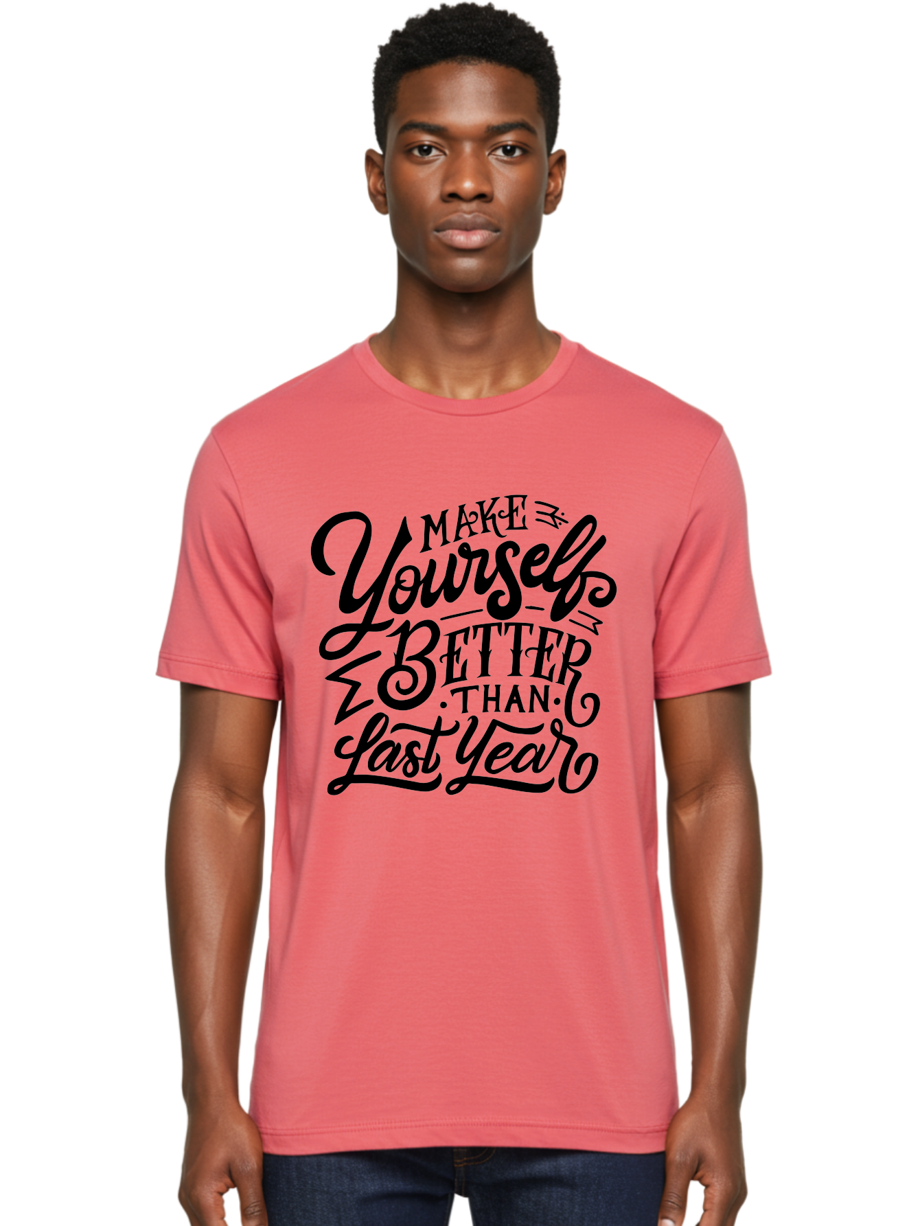 Make-Yourself-Better Men'S Graphic Tee, 100% Cotton, Comfortable Casual Summer Wear, Machine Washable, Inspirational Quote, Motivational Phrase, Self-Improvement, Personal Growth, New Year Resolution, Goal Setting, Motivation, Success, Aab252
