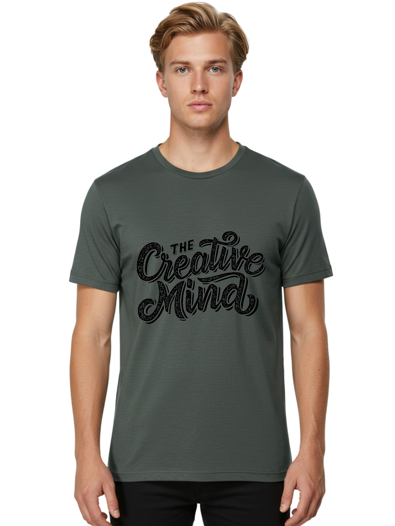 The-Creative-Mind Men'S Graphic Tee, 100% Cotton, Comfortable Casual Summer Wear, Machine Washable, Creative Thinking, Artistic Expression, Imagination, Inspiration, Motivational Quote, Artistic Typography, Creative Design Aab254