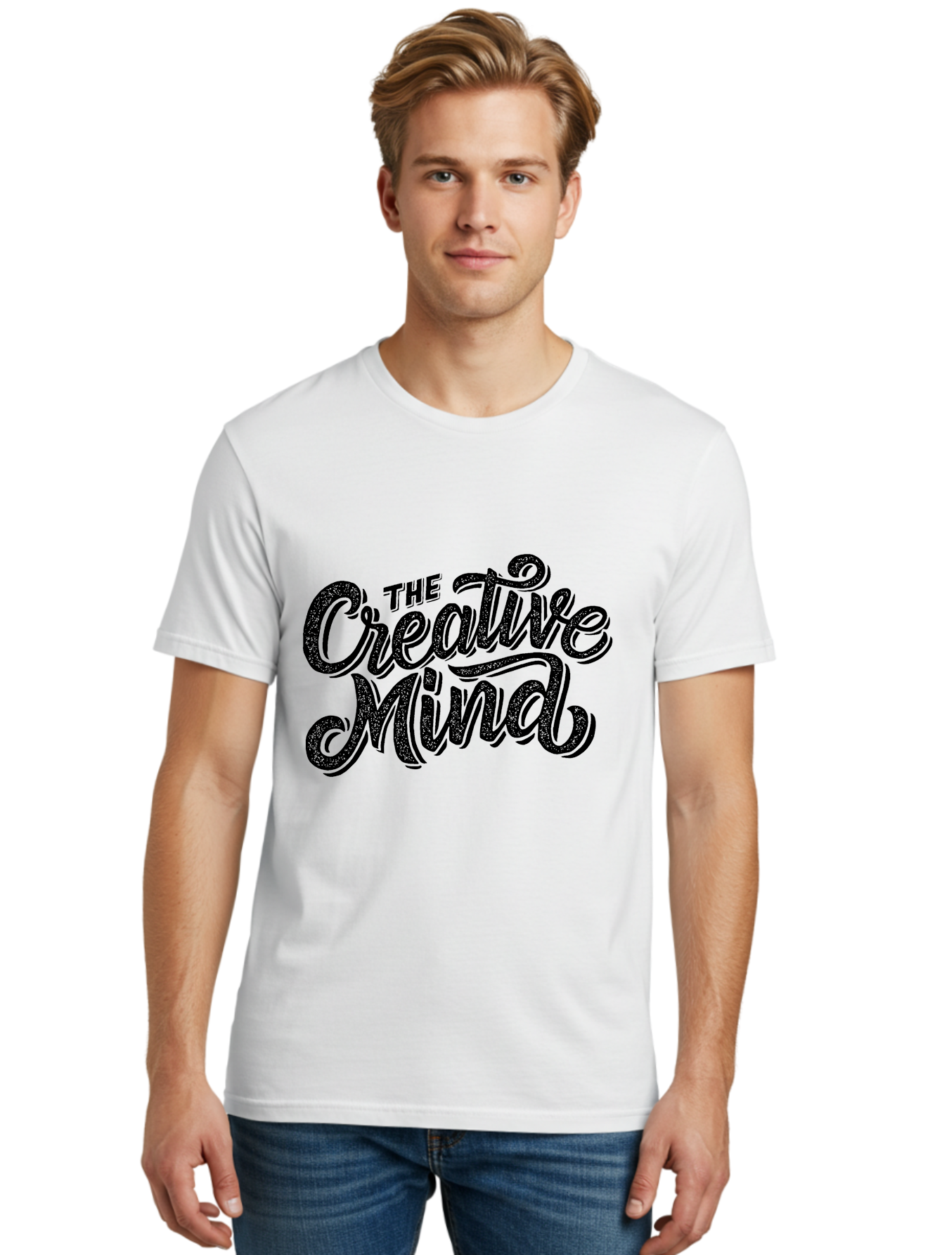 The-Creative-Mind Men'S Graphic Tee, 100% Cotton, Comfortable Casual Summer Wear, Machine Washable, Creative Thinking, Artistic Expression, Imagination, Inspiration, Motivational Quote, Artistic Typography, Creative Design Aab254