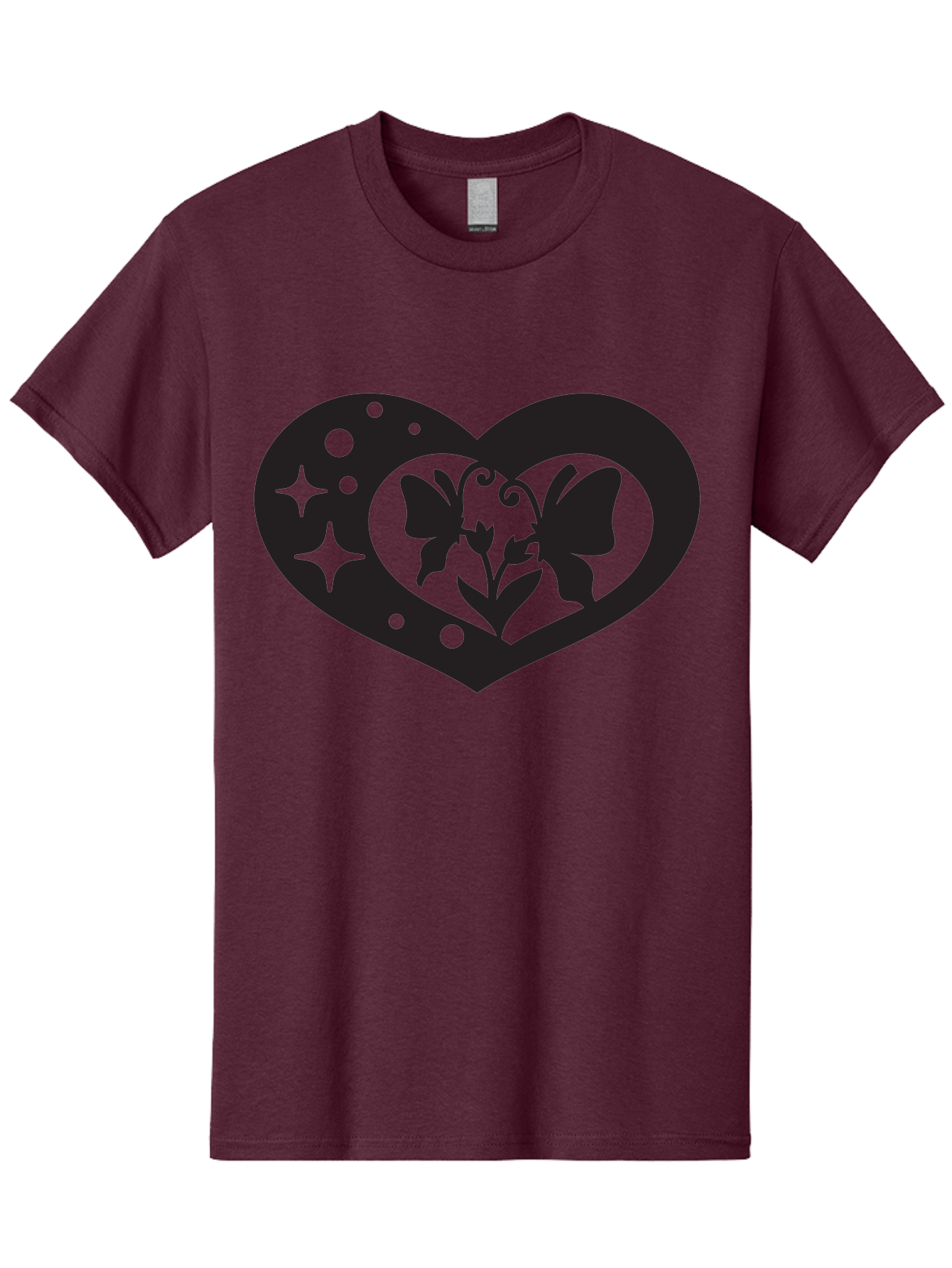 Butterfly-Heart Men'S Graphic Tee, 100% Cotton, Comfortable Casual Summer Wear, Machine Washable, Heart Shape, Butterfly Silhouette, Floral Design, Whimsical Graphics, Decorative Art, Symbolic Heart, Nature-Inspired, Mystical Charm, Aab259
