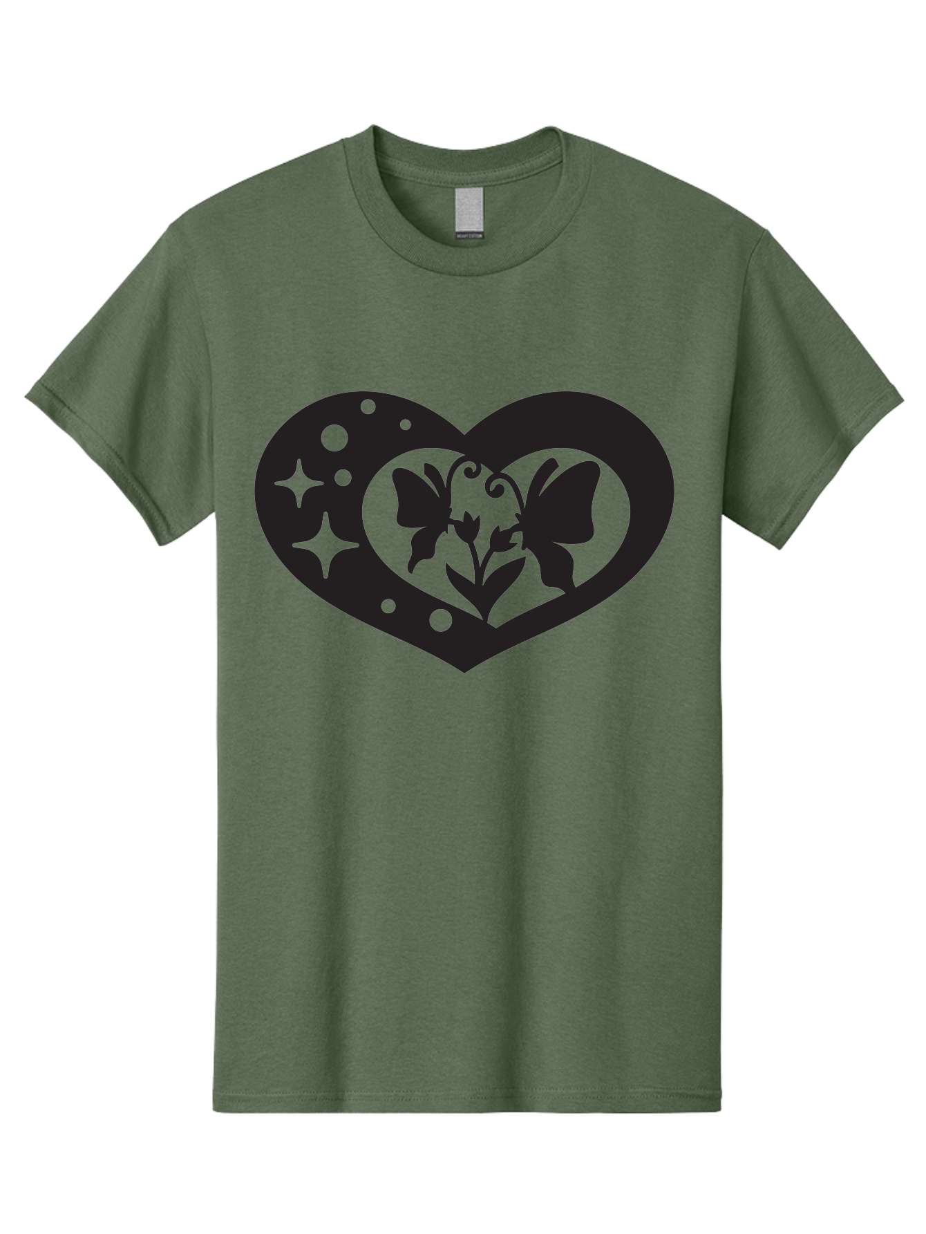 Butterfly-Heart Men'S Graphic Tee, 100% Cotton, Comfortable Casual Summer Wear, Machine Washable, Heart Shape, Butterfly Silhouette, Floral Design, Whimsical Graphics, Decorative Art, Symbolic Heart, Nature-Inspired, Mystical Charm, Aab259