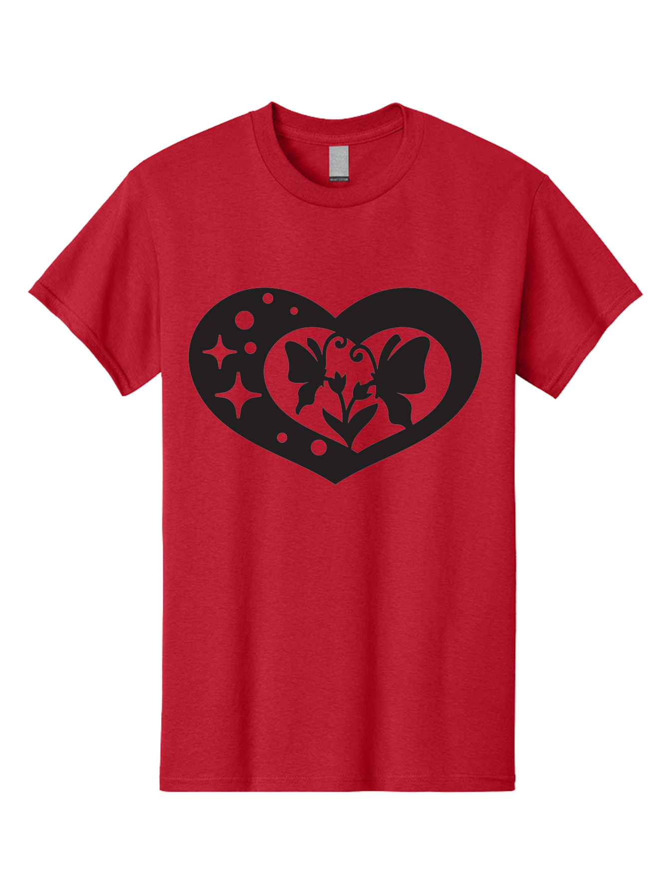 Butterfly-Heart Men'S Graphic Tee, 100% Cotton, Comfortable Casual Summer Wear, Machine Washable, Heart Shape, Butterfly Silhouette, Floral Design, Whimsical Graphics, Decorative Art, Symbolic Heart, Nature-Inspired, Mystical Charm, Aab259