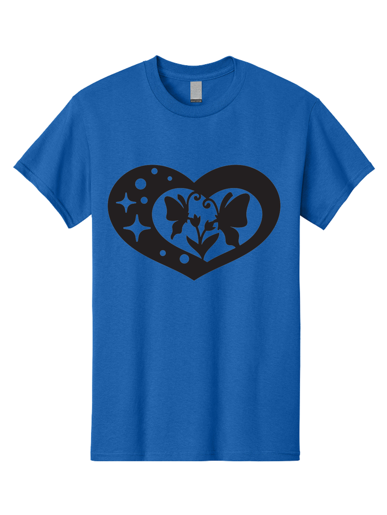 Butterfly-Heart Men'S Graphic Tee, 100% Cotton, Comfortable Casual Summer Wear, Machine Washable, Heart Shape, Butterfly Silhouette, Floral Design, Whimsical Graphics, Decorative Art, Symbolic Heart, Nature-Inspired, Mystical Charm, Aab259