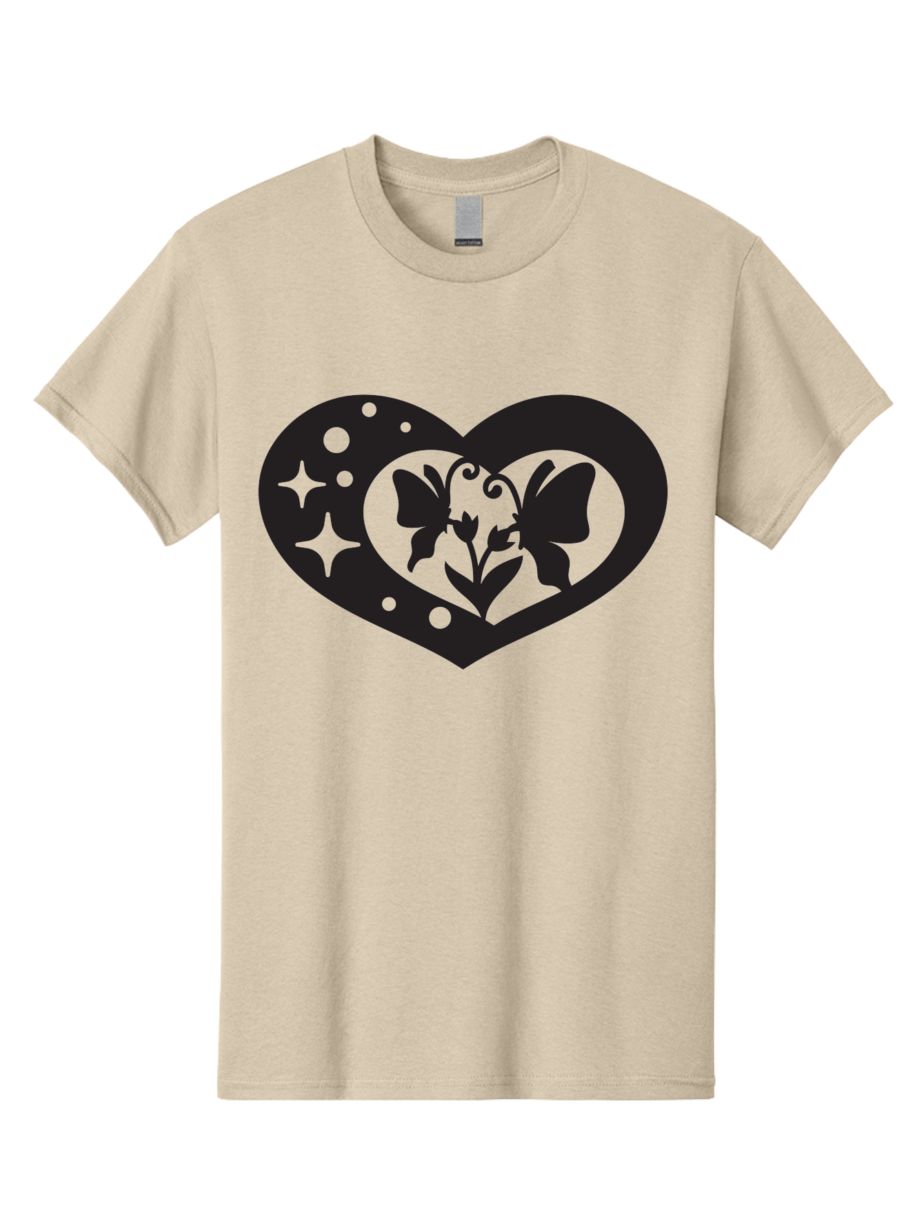 Butterfly-Heart Men'S Graphic Tee, 100% Cotton, Comfortable Casual Summer Wear, Machine Washable, Heart Shape, Butterfly Silhouette, Floral Design, Whimsical Graphics, Decorative Art, Symbolic Heart, Nature-Inspired, Mystical Charm, Aab259