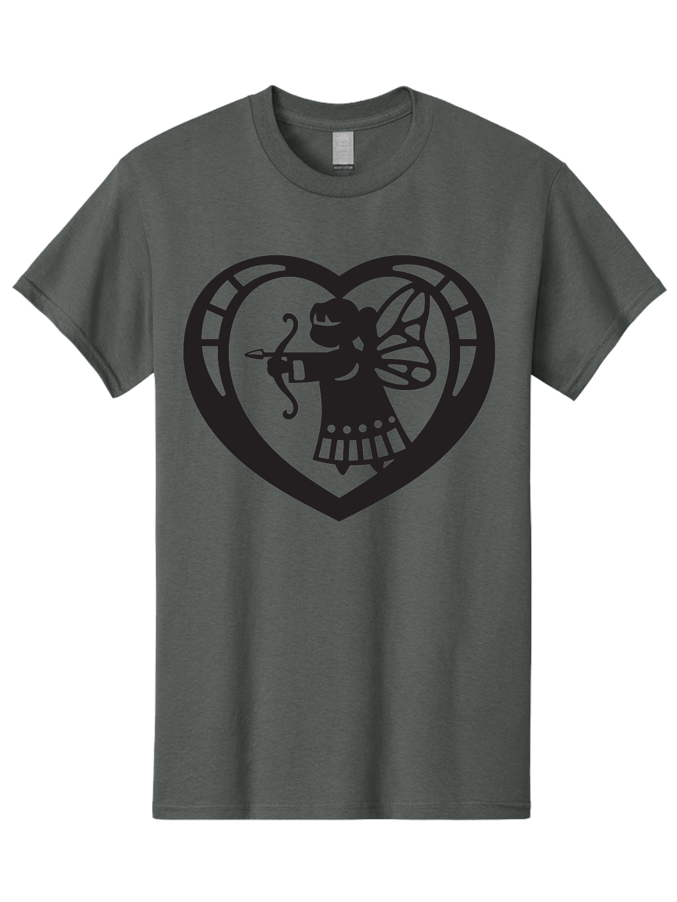 Cupid-1 Men'S Graphic Tee, 100% Cotton, Comfortable Casual Summer Wear, Machine Washable, Cupid Silhouette, Cupid With Bow And Arrow, Heart Shape, Valentines Day Symbol, Love Icon, Cherub Figure, Winged Character, Romantic Emblem, Aab261