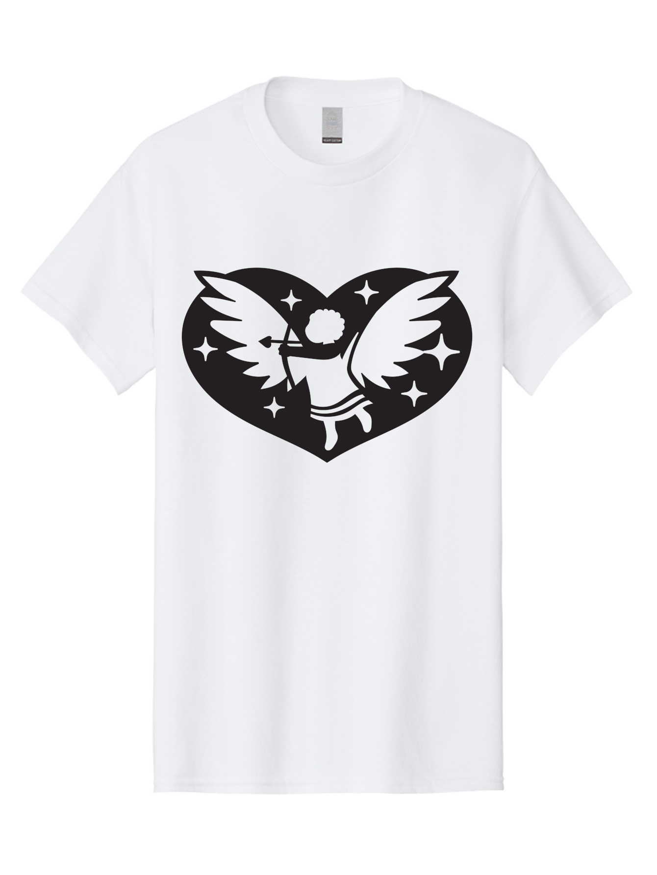 Cupid-Heart Men'S Graphic Tee, 100% Cotton, Comfortable Casual Summer Wear, Machine Washable, Cupid With Bow And Arrow, Heart Shape, Winged Cherub, Love Symbol, Valentines Day, Romance, Stars, Mythological Figure, Love Heart Aab262