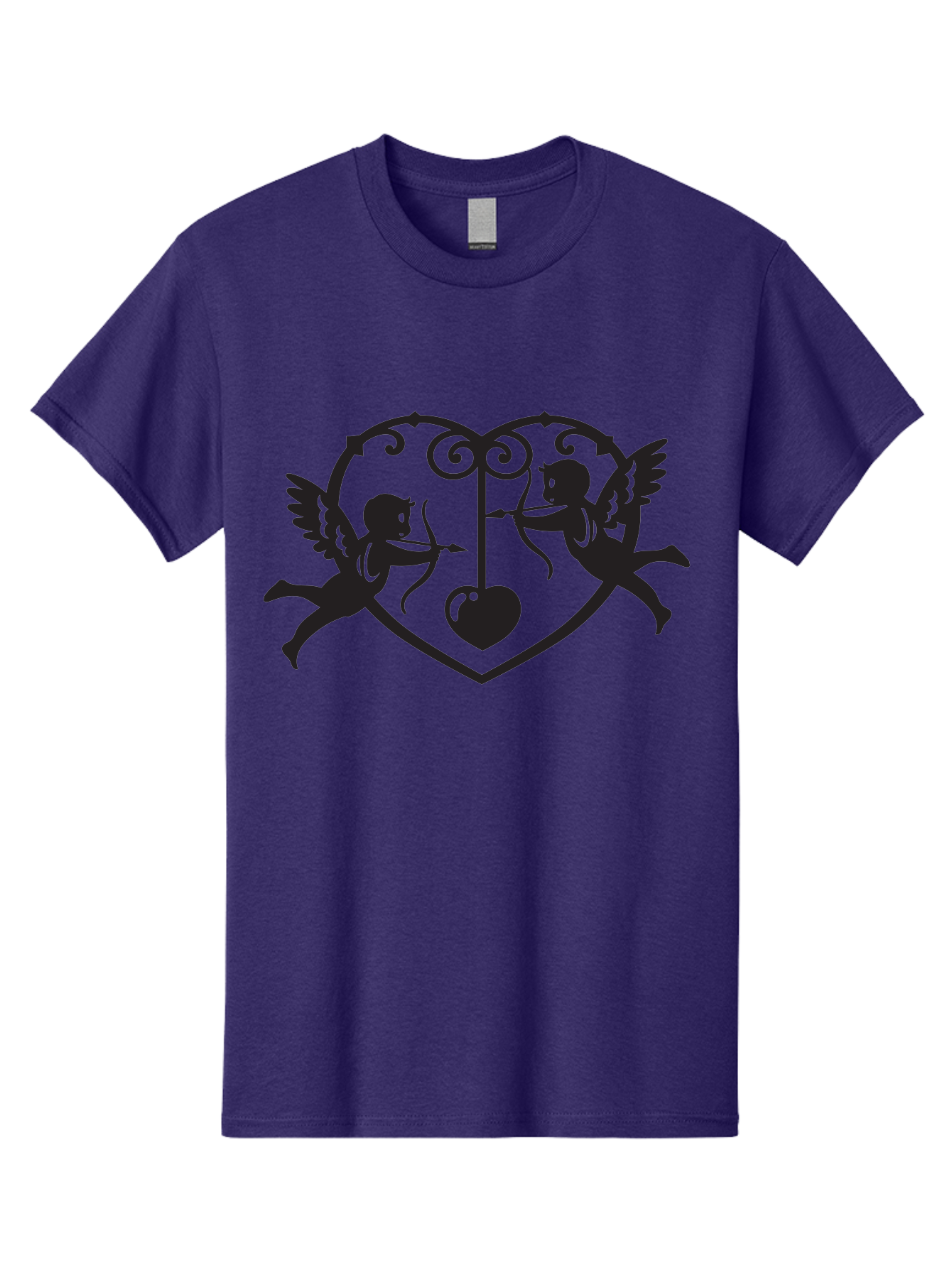 Cupid-Shooting-Arrow-At-Heart Men'S Graphic Tee, 100% Cotton, Comfortable Casual Summer Wear, Machine Washable, Cupid Shooting Arrows, Love Heart, Symbol Of Love, Romantic Icon, Valentine'S Day Theme, Cherub With Bow And Arrow, Aab263