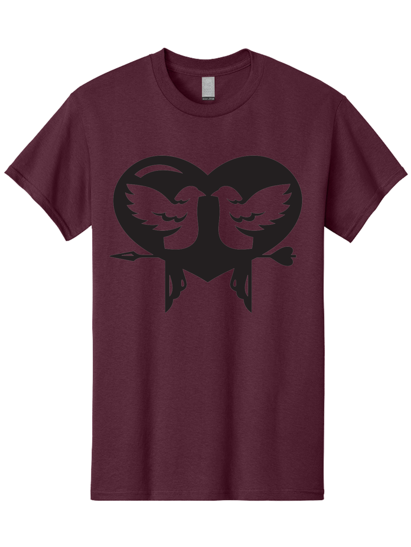 Cupid Men'S Graphic Tee, 100% Cotton, Comfortable Casual Summer Wear, Machine Washable, Heart Shape, Swallows Silhouette, Doves, Birds In Love, Arrow Through Heart, Love Symbol, Romantic Gesture, Tender Moment, Heartwarming Scene, Bird Art, Aab267