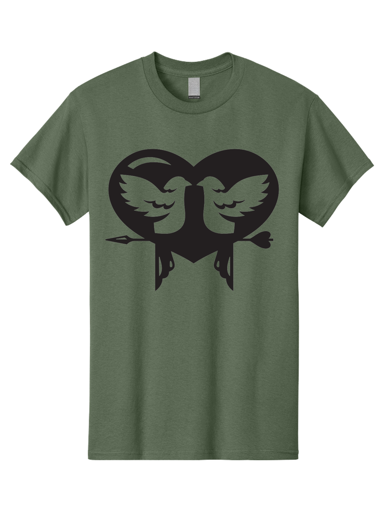 Cupid Men'S Graphic Tee, 100% Cotton, Comfortable Casual Summer Wear, Machine Washable, Heart Shape, Swallows Silhouette, Doves, Birds In Love, Arrow Through Heart, Love Symbol, Romantic Gesture, Tender Moment, Heartwarming Scene, Bird Art, Aab267