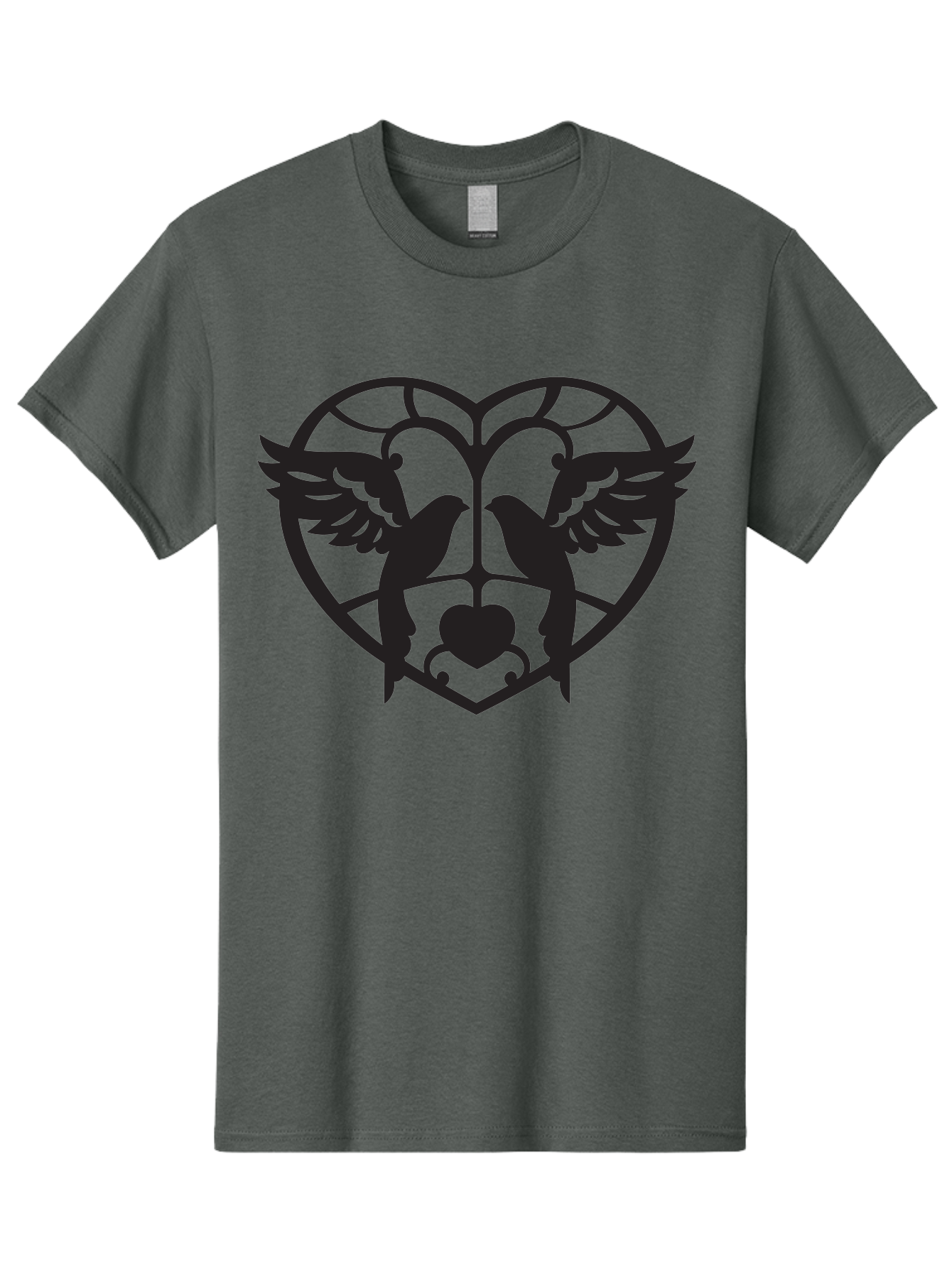 Dove-Heart Men'S Graphic Tee, 100% Cotton, Comfortable Casual Summer Wear, Machine Washable, Doves In Love, Heart Symbol, Symbol Of Love, Peace Doves, Unity, Harmony, Love And Peace, Couple Doves, Decorative Doves Aab268