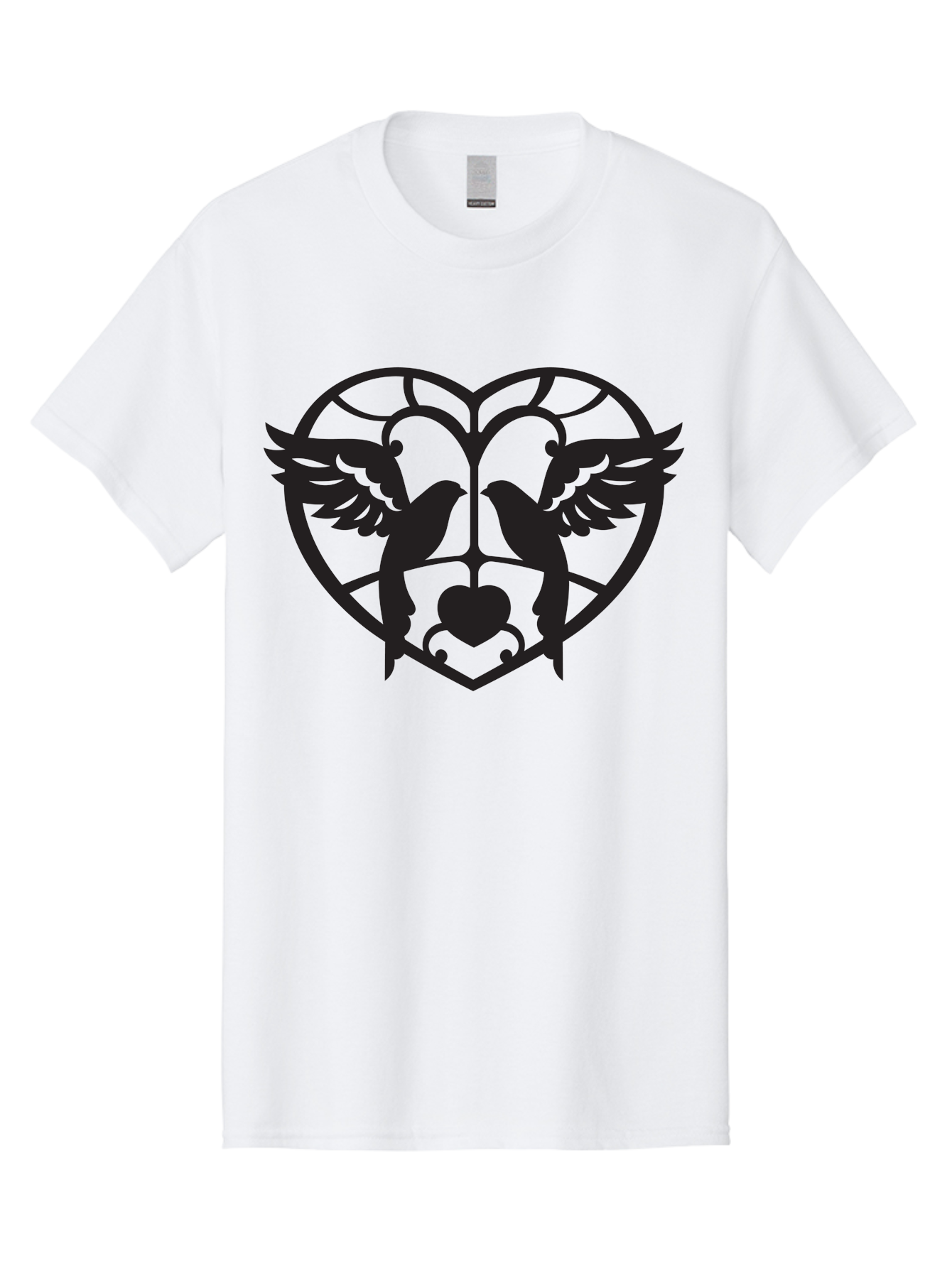 Dove-Heart Men'S Graphic Tee, 100% Cotton, Comfortable Casual Summer Wear, Machine Washable, Doves In Love, Heart Symbol, Symbol Of Love, Peace Doves, Unity, Harmony, Love And Peace, Couple Doves, Decorative Doves Aab268