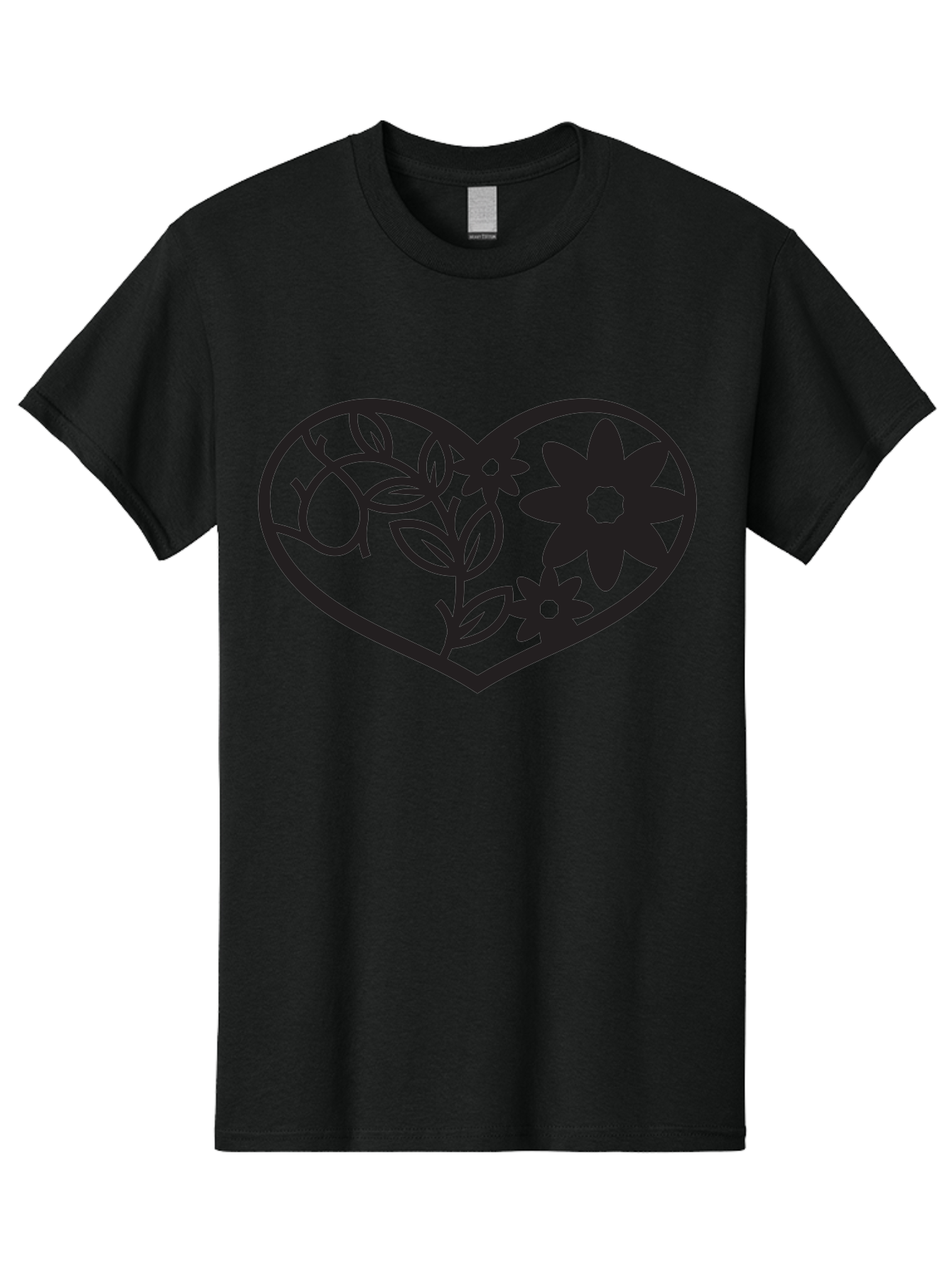 Floral-Heart Men'S Graphic Tee, 100% Cotton, Comfortable Casual Summer Wear, Machine Washable, Heart Shape, Floral Design, Flowers, Leaves, Botanical Elements, Love Symbol, Decorative Art, Simple Illustrations, Minimalist Style, Flower Motifs Aab269