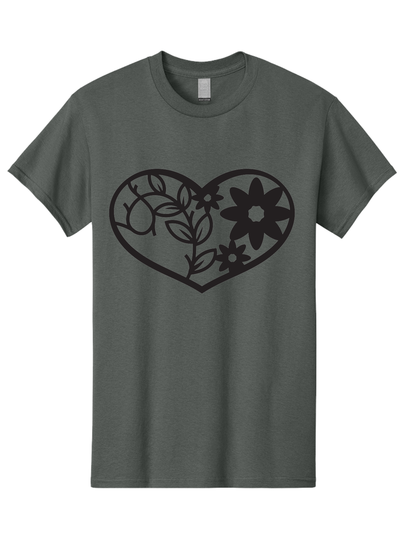 Floral-Heart Men'S Graphic Tee, 100% Cotton, Comfortable Casual Summer Wear, Machine Washable, Heart Shape, Floral Design, Flowers, Leaves, Botanical Elements, Love Symbol, Decorative Art, Simple Illustrations, Minimalist Style, Flower Motifs Aab269
