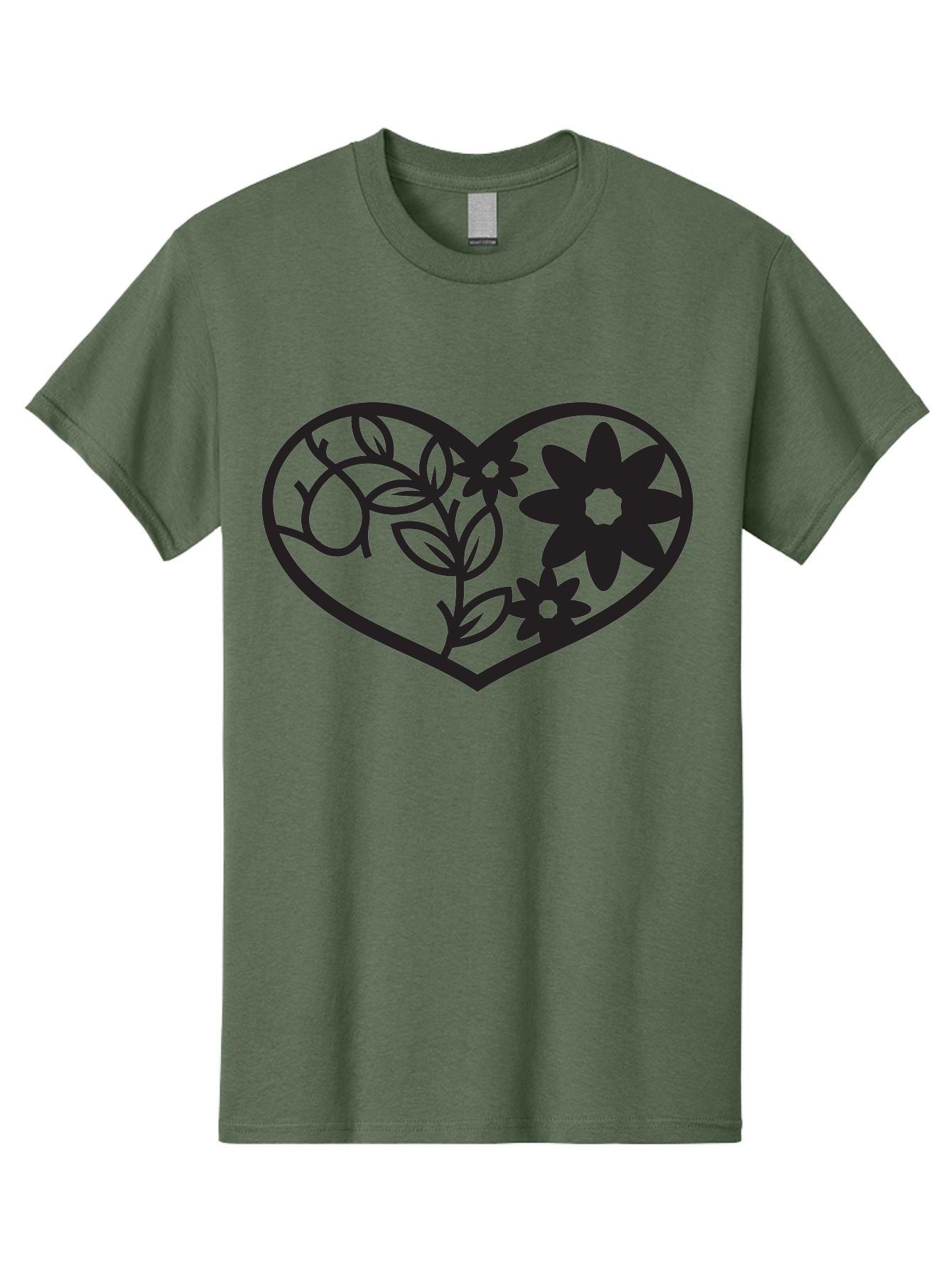 Floral-Heart Men'S Graphic Tee, 100% Cotton, Comfortable Casual Summer Wear, Machine Washable, Heart Shape, Floral Design, Flowers, Leaves, Botanical Elements, Love Symbol, Decorative Art, Simple Illustrations, Minimalist Style, Flower Motifs Aab269