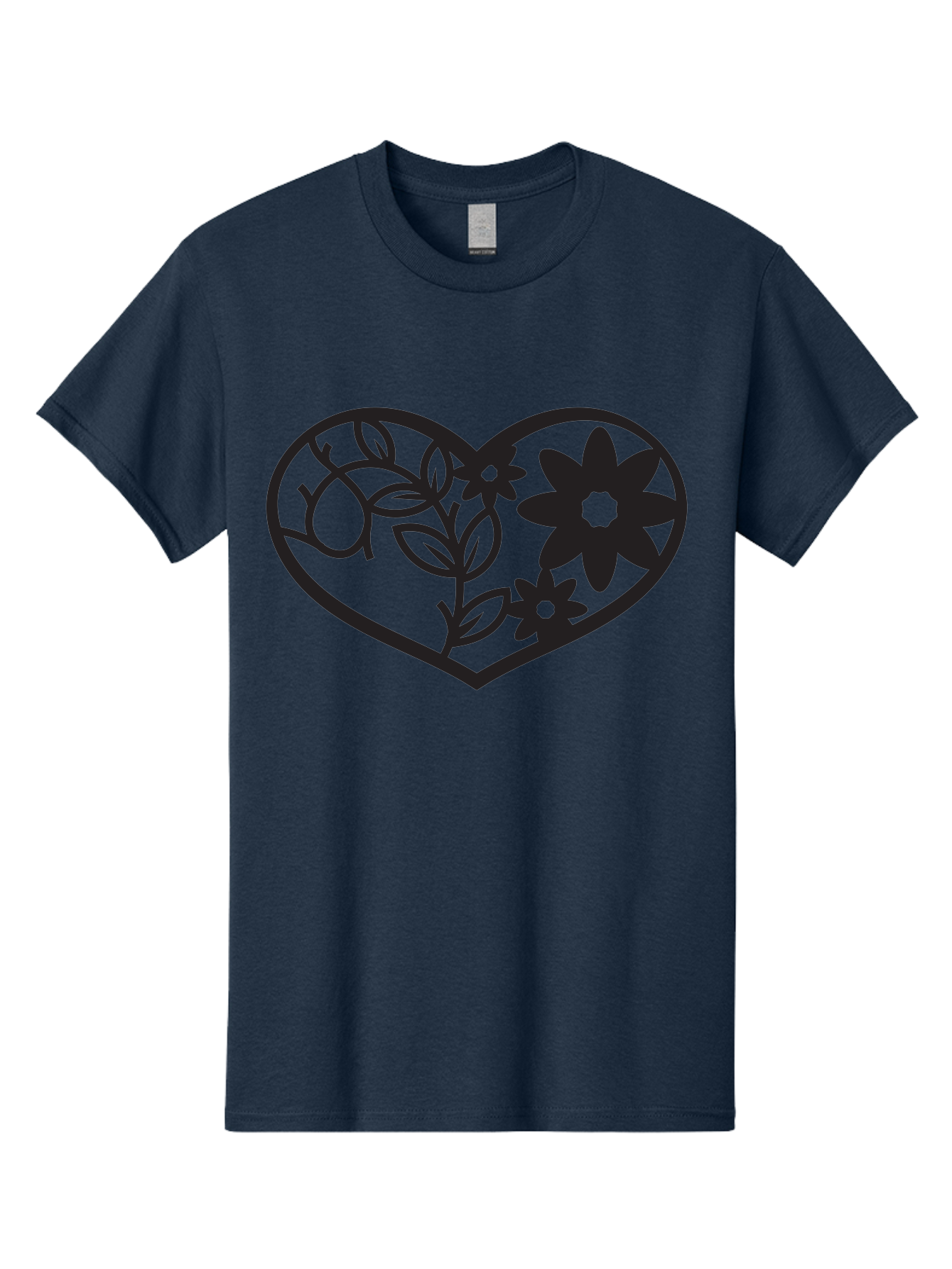 Floral-Heart Men'S Graphic Tee, 100% Cotton, Comfortable Casual Summer Wear, Machine Washable, Heart Shape, Floral Design, Flowers, Leaves, Botanical Elements, Love Symbol, Decorative Art, Simple Illustrations, Minimalist Style, Flower Motifs Aab269