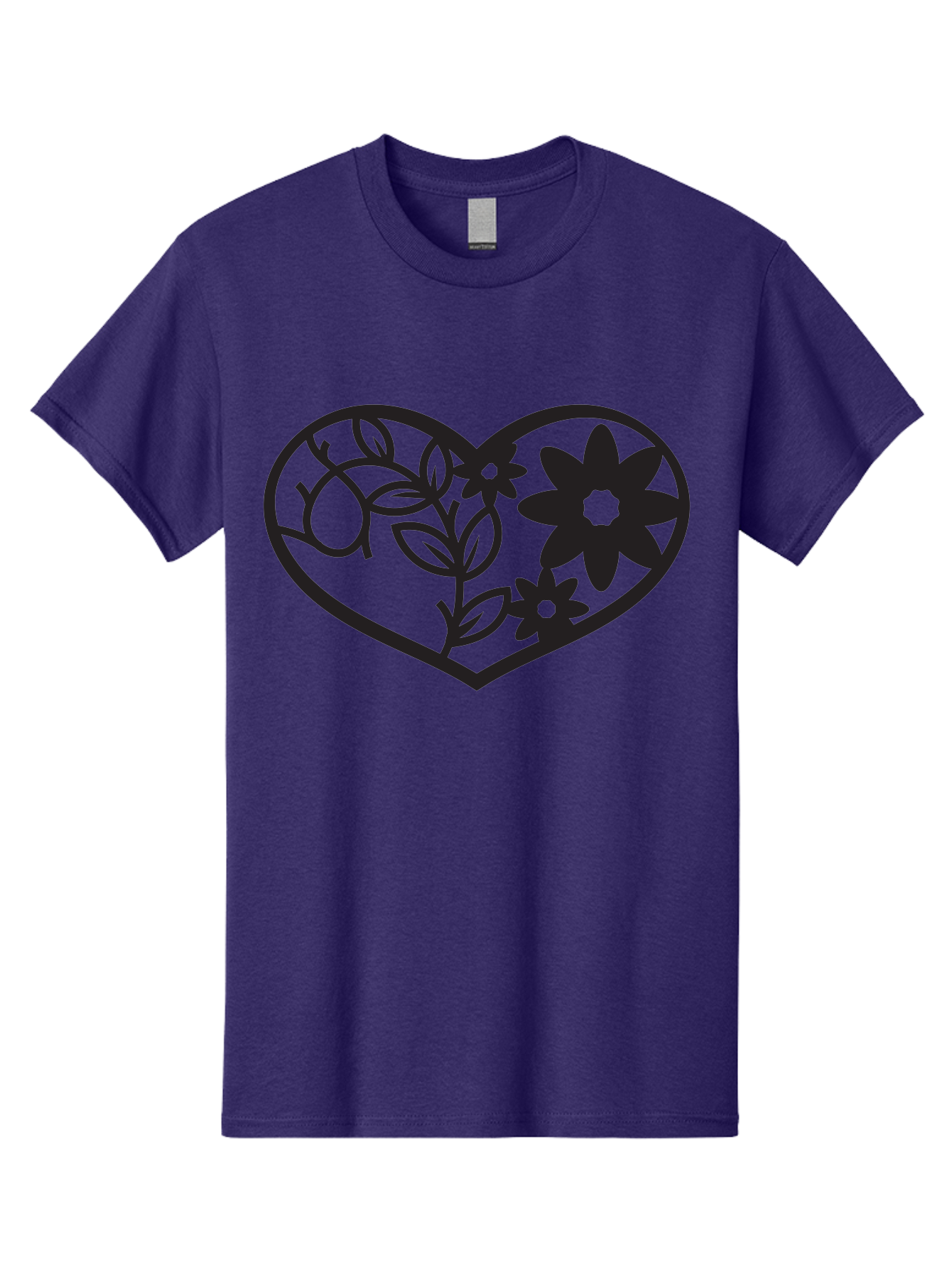 Floral-Heart Men'S Graphic Tee, 100% Cotton, Comfortable Casual Summer Wear, Machine Washable, Heart Shape, Floral Design, Flowers, Leaves, Botanical Elements, Love Symbol, Decorative Art, Simple Illustrations, Minimalist Style, Flower Motifs Aab269