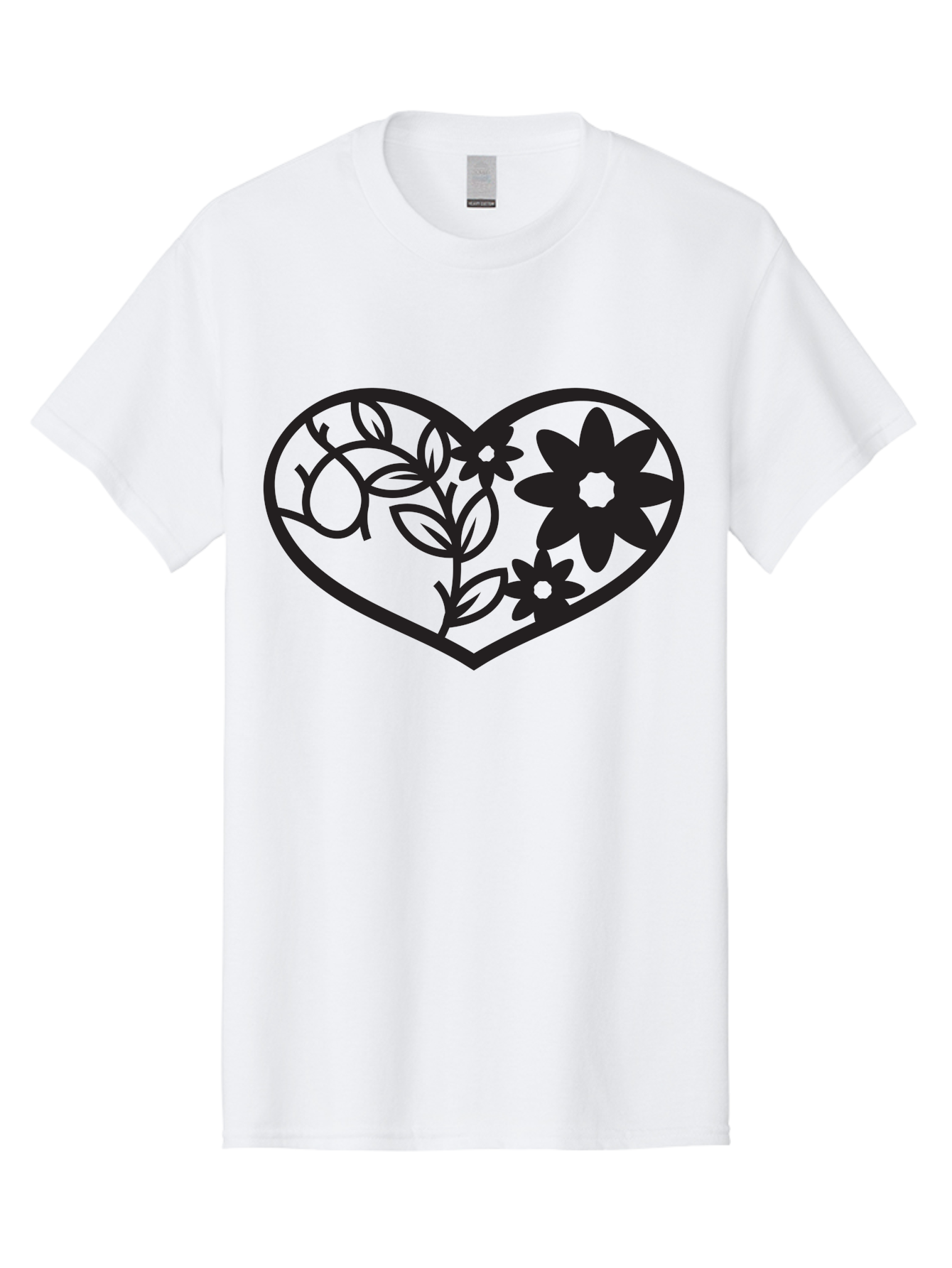 Floral-Heart Men'S Graphic Tee, 100% Cotton, Comfortable Casual Summer Wear, Machine Washable, Heart Shape, Floral Design, Flowers, Leaves, Botanical Elements, Love Symbol, Decorative Art, Simple Illustrations, Minimalist Style, Flower Motifs Aab269