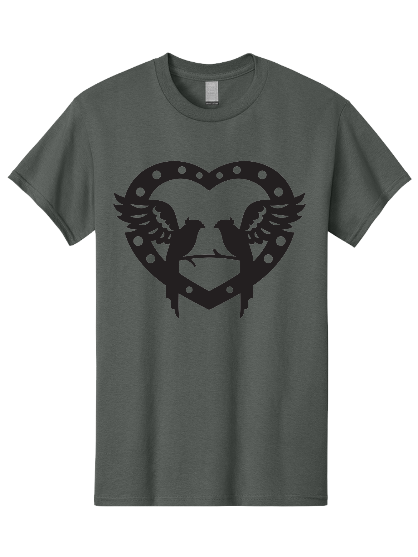 Heart-Birds Men'S Graphic Tee, 100% Cotton, Comfortable Casual Summer Wear, Machine Washable, Love Birds, Heart Shape, Decorative Key, Symbol Of Love, Romantic Motifs, Valentine'S Day Theme, Couple Birds, Winged Hearts, Ornate Design, Aab273