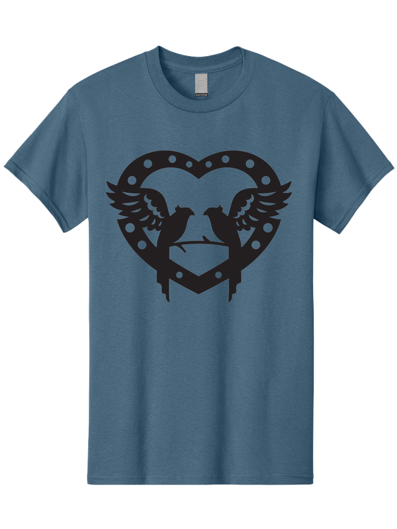 Heart-Birds Men'S Graphic Tee, 100% Cotton, Comfortable Casual Summer Wear, Machine Washable, Love Birds, Heart Shape, Decorative Key, Symbol Of Love, Romantic Motifs, Valentine'S Day Theme, Couple Birds, Winged Hearts, Ornate Design, Aab273