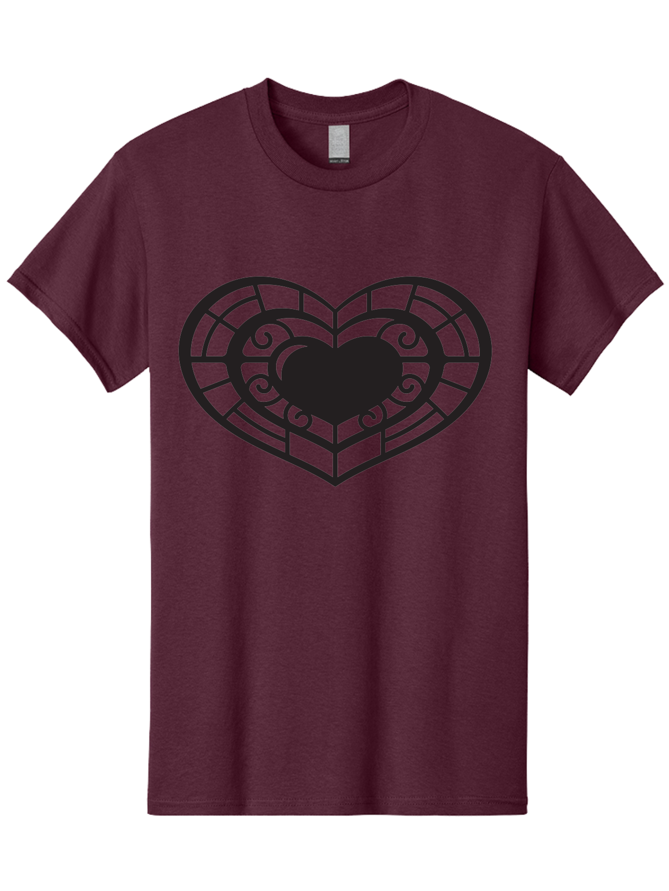 Heart-Design Men'S Graphic Tee, 100% Cotton, Comfortable Casual Summer Wear, Machine Washable, Stained Glass Heart, Decorative Heart, Intricate Design, Heart Silhouette, Ornate Pattern, Swirling Shapes, Love Symbol, Valentines Day Aab274