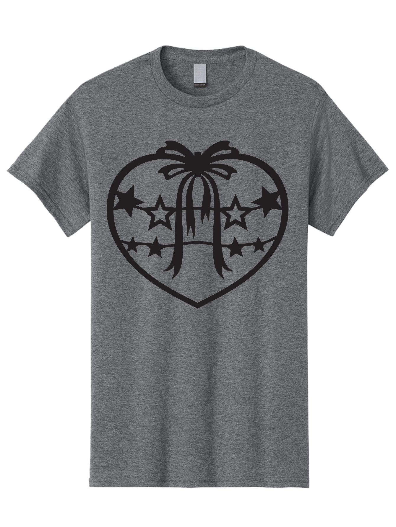 Heart-With-Ribbon-And-Stars Men'S Graphic Tee, 100% Cotton, Comfortable Casual Summer Wear, Machine Washable, Heart Shape, Stars, Ribbon Bow, Love Symbol, Heart Design, Celestial Theme, Starry Night, Heart Graphic, Ribbon, Abstract Art Aab283