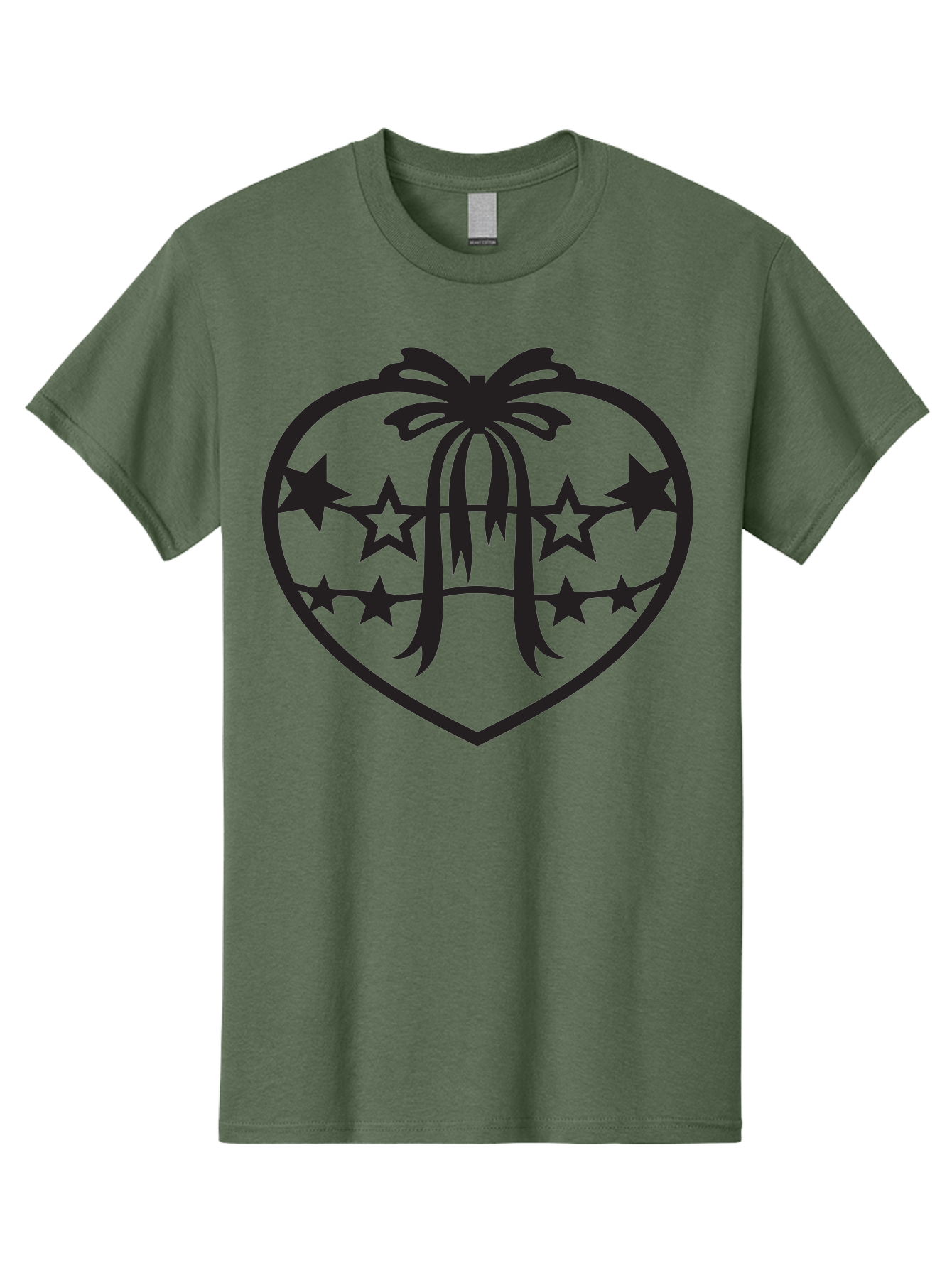 Heart-With-Ribbon-And-Stars Men'S Graphic Tee, 100% Cotton, Comfortable Casual Summer Wear, Machine Washable, Heart Shape, Stars, Ribbon Bow, Love Symbol, Heart Design, Celestial Theme, Starry Night, Heart Graphic, Ribbon, Abstract Art Aab283
