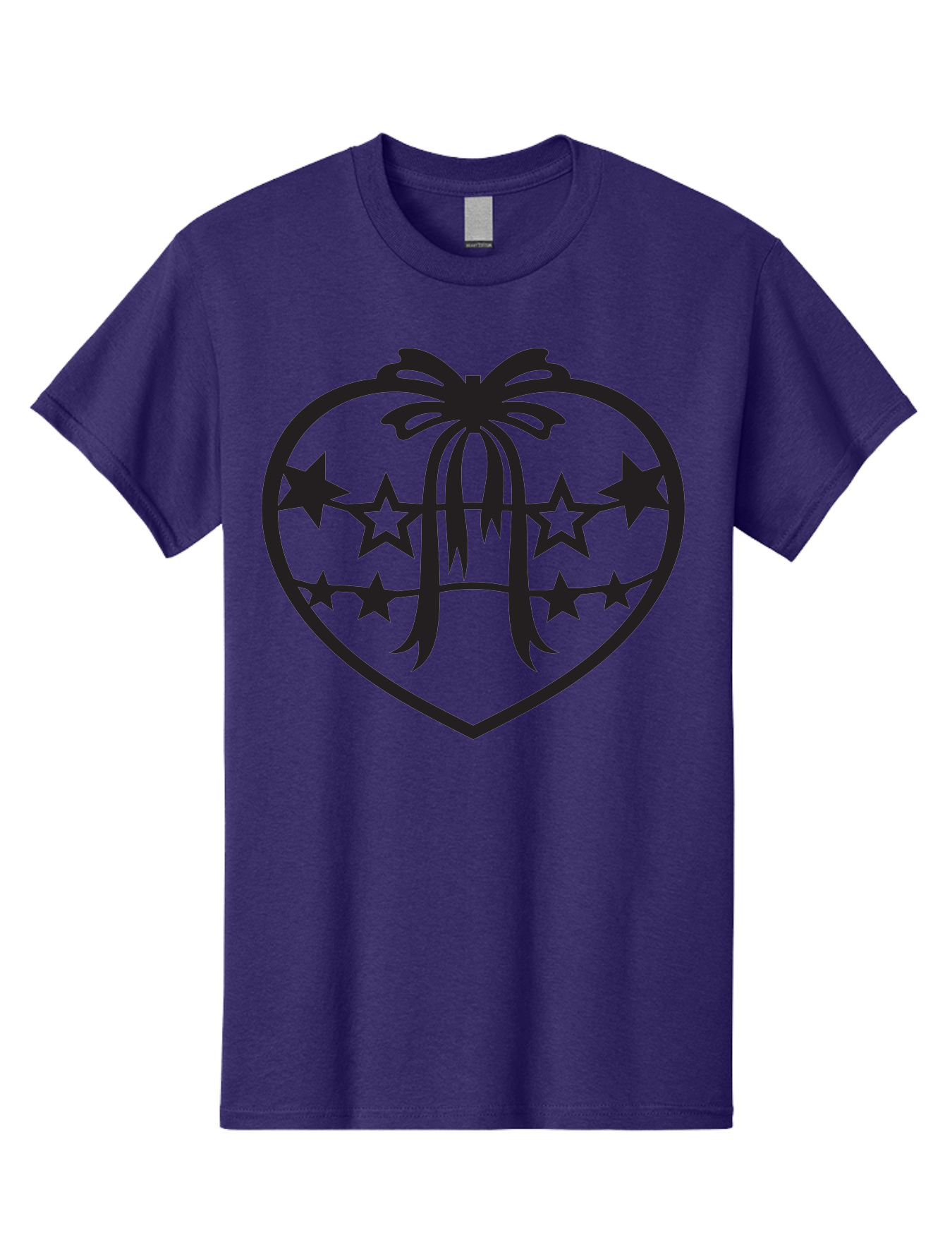 Heart-With-Ribbon-And-Stars Men'S Graphic Tee, 100% Cotton, Comfortable Casual Summer Wear, Machine Washable, Heart Shape, Stars, Ribbon Bow, Love Symbol, Heart Design, Celestial Theme, Starry Night, Heart Graphic, Ribbon, Abstract Art Aab283