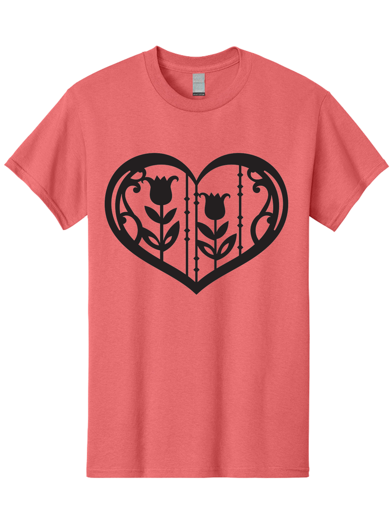 Heart-With-Tulips Men'S Graphic Tee, 100% Cotton, Comfortable Casual Summer Wear, Machine Washable, Tulip Design, Heart Shape, Floral Pattern, Love Symbol, Decorative Art, Valentine'S Theme, Beautiful Flowers Aab285