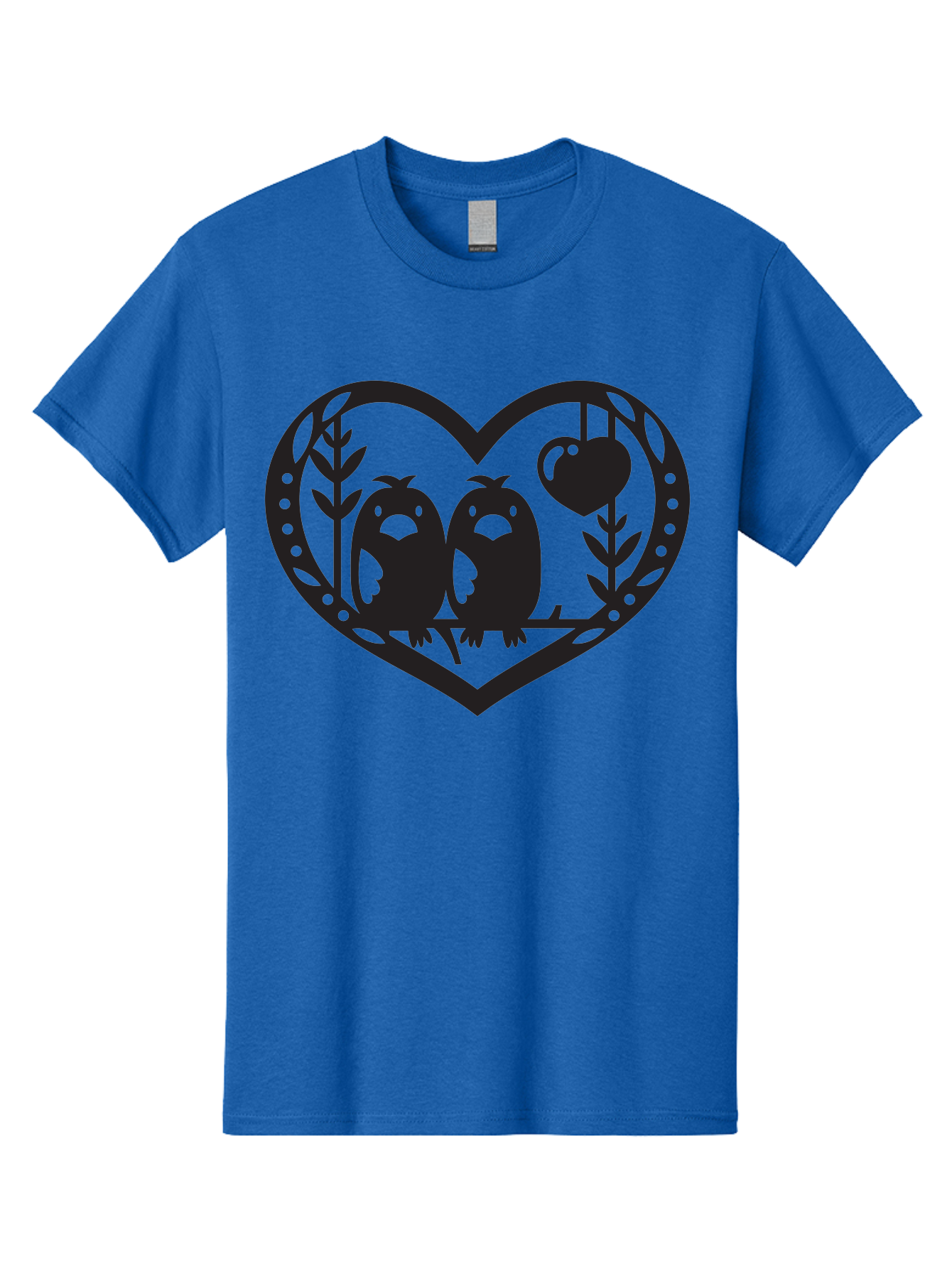 Love-Birds-1 Men'S Graphic Tee, 100% Cotton, Comfortable Casual Summer Wear, Machine Washable, Pair Of Birds Perched On Branch, Heart-Shaped Frame, Love Symbolism, Decorative Design, Minimalist Style, Simple Shapes, Cute Illustration, Aab291