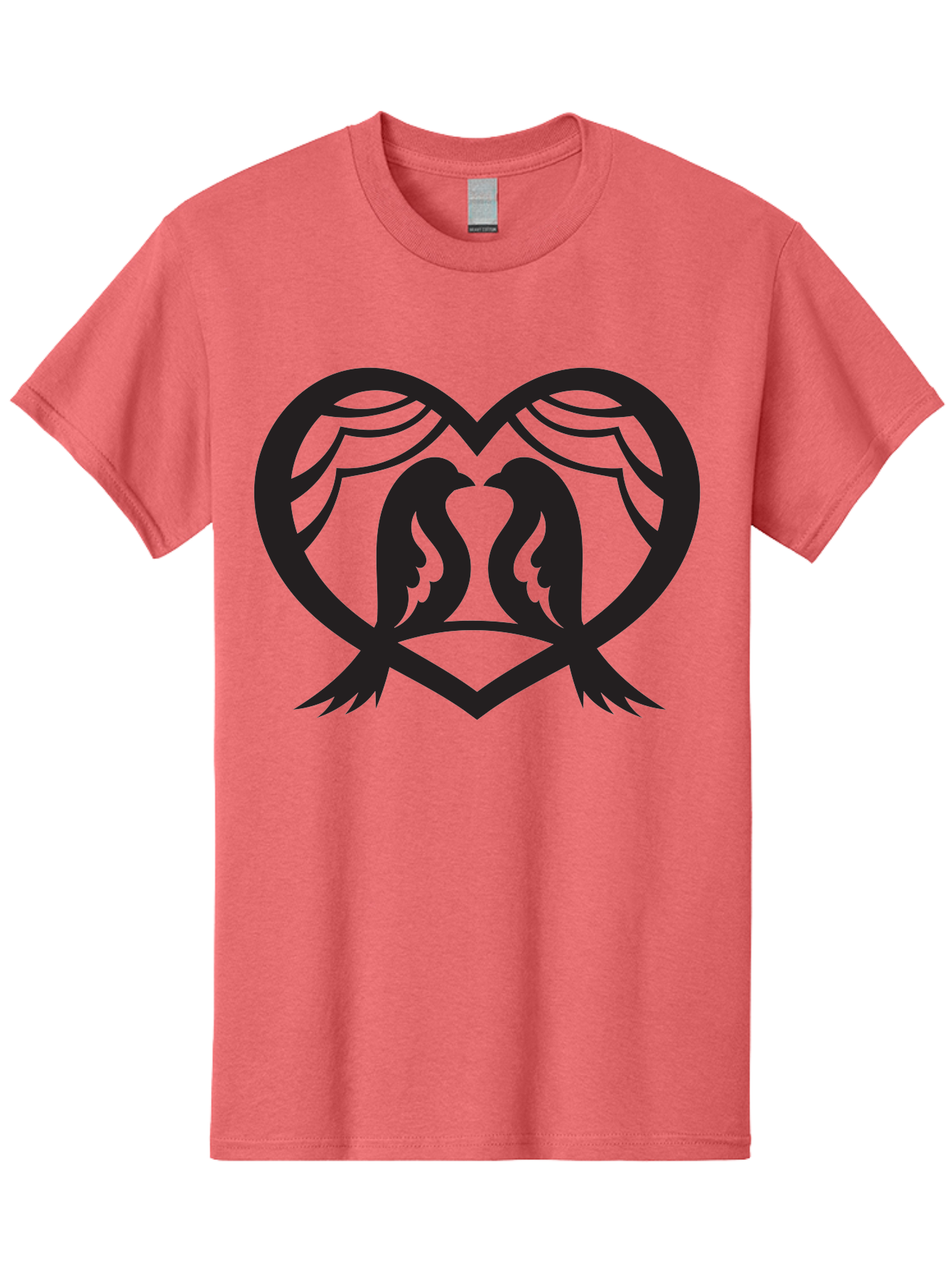 Love-Birds Men'S Graphic Tee, 100% Cotton, Comfortable Casual Summer Wear, Machine Washable, Two Doves, Doves Kissing, Heart Shape, Symbol Of Love, Peaceful Doves, Love Birds, Heart Symbol, Gentle Creatures, Symbolic Art, Dove Hearts Aab293