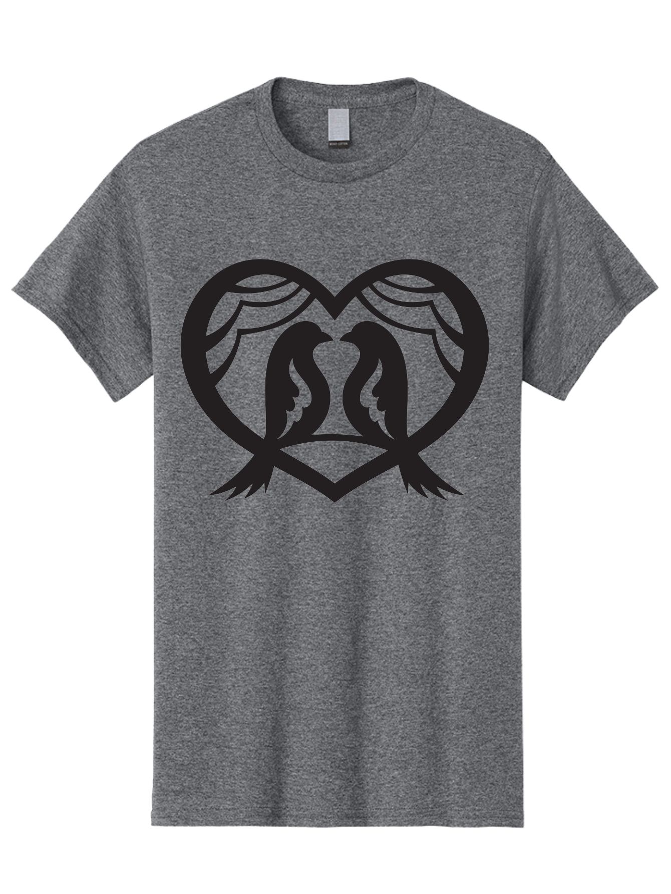 Love-Birds Men'S Graphic Tee, 100% Cotton, Comfortable Casual Summer Wear, Machine Washable, Two Doves, Doves Kissing, Heart Shape, Symbol Of Love, Peaceful Doves, Love Birds, Heart Symbol, Gentle Creatures, Symbolic Art, Dove Hearts Aab293